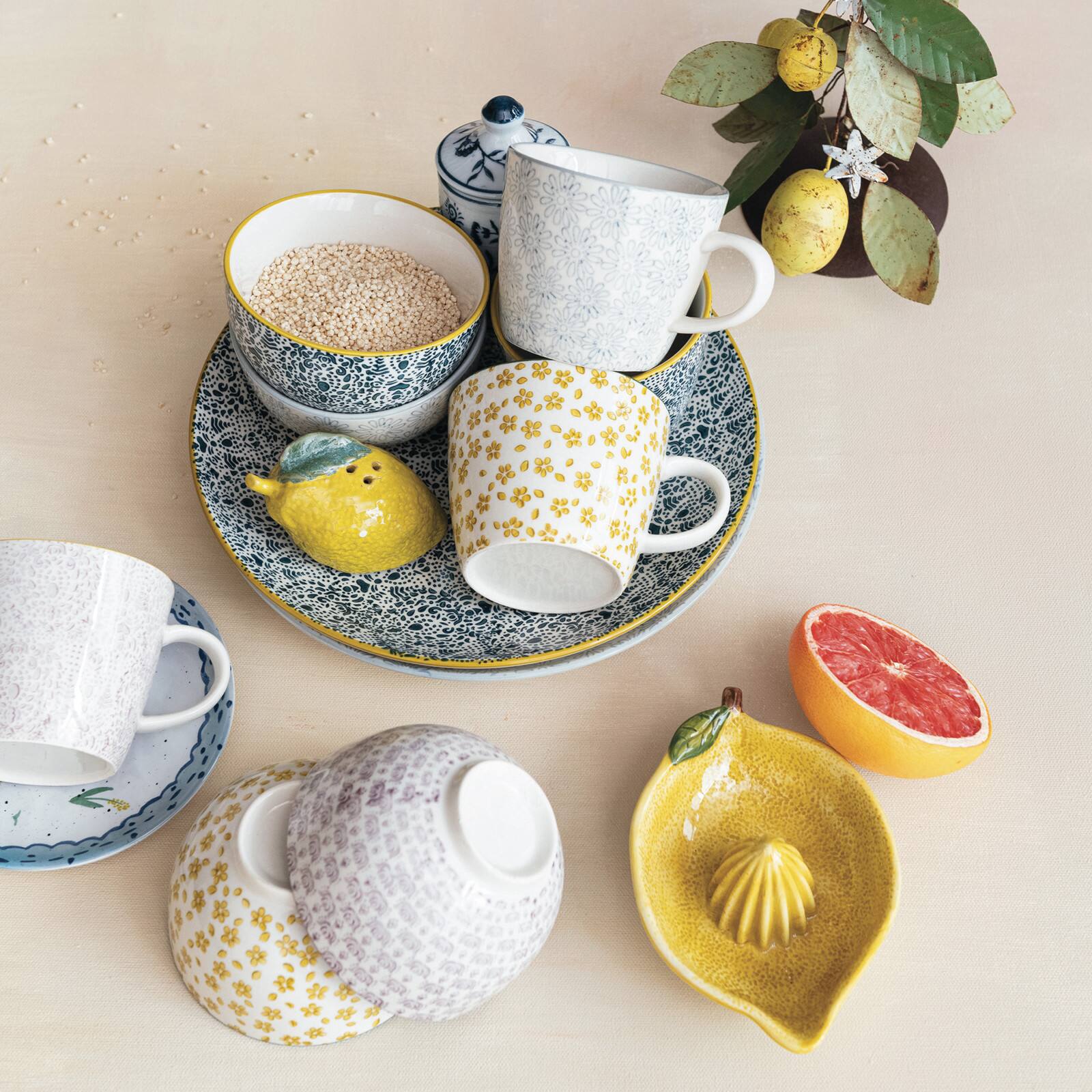 Hello Honey® 4.5" Floral Mosaic Stoneware Bowl Set