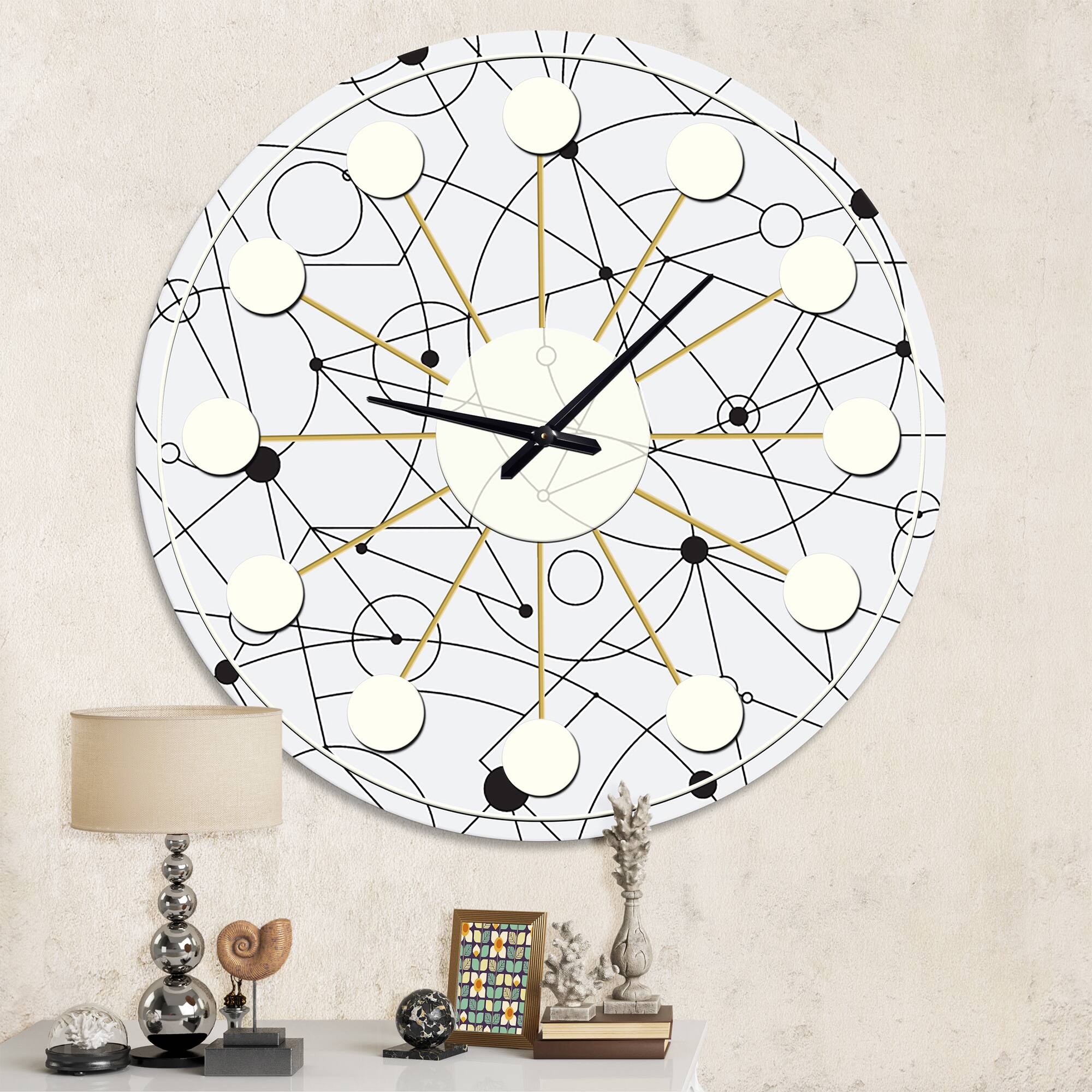 Designart &#x27;Retro Geometric Grid Iii Mid-Century Modern Wall Clock