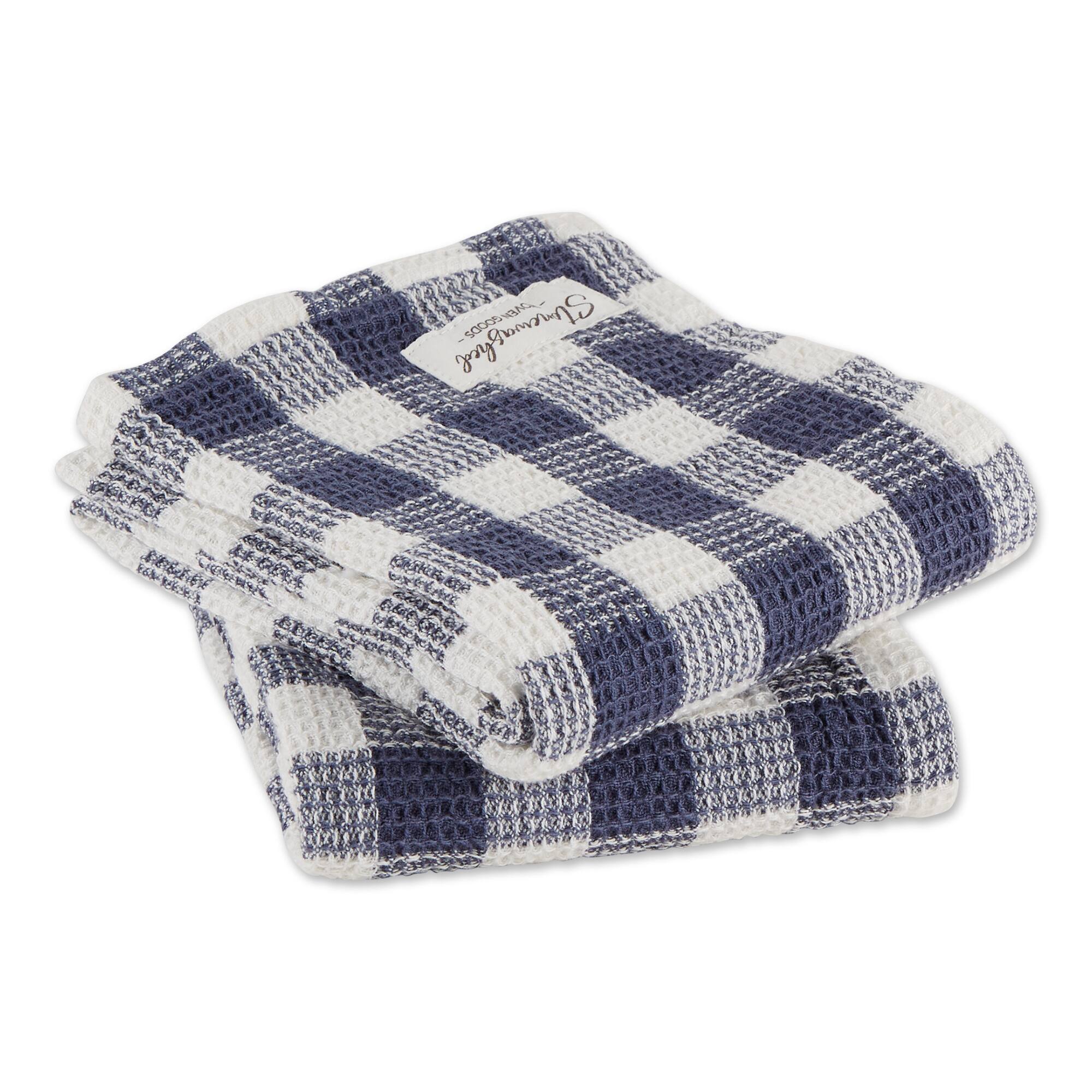 DII&#xAE; Checker Washed Waffle Dish Towels, 2ct.