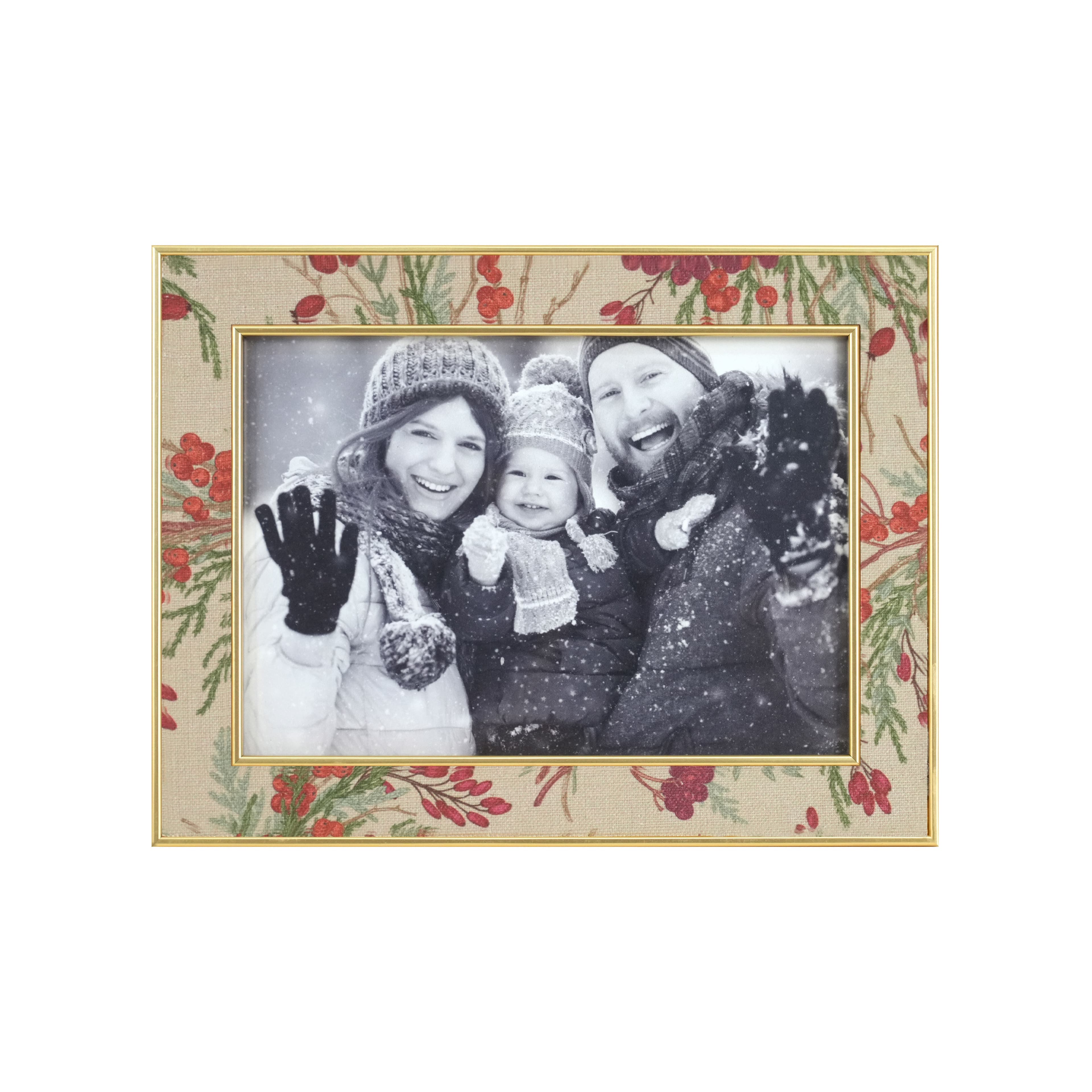 5&#x22; x 7&#x22; Holiday Pattern with Gold Edges Plastic Frame by Studio D&#xE9;cor&#xAE;