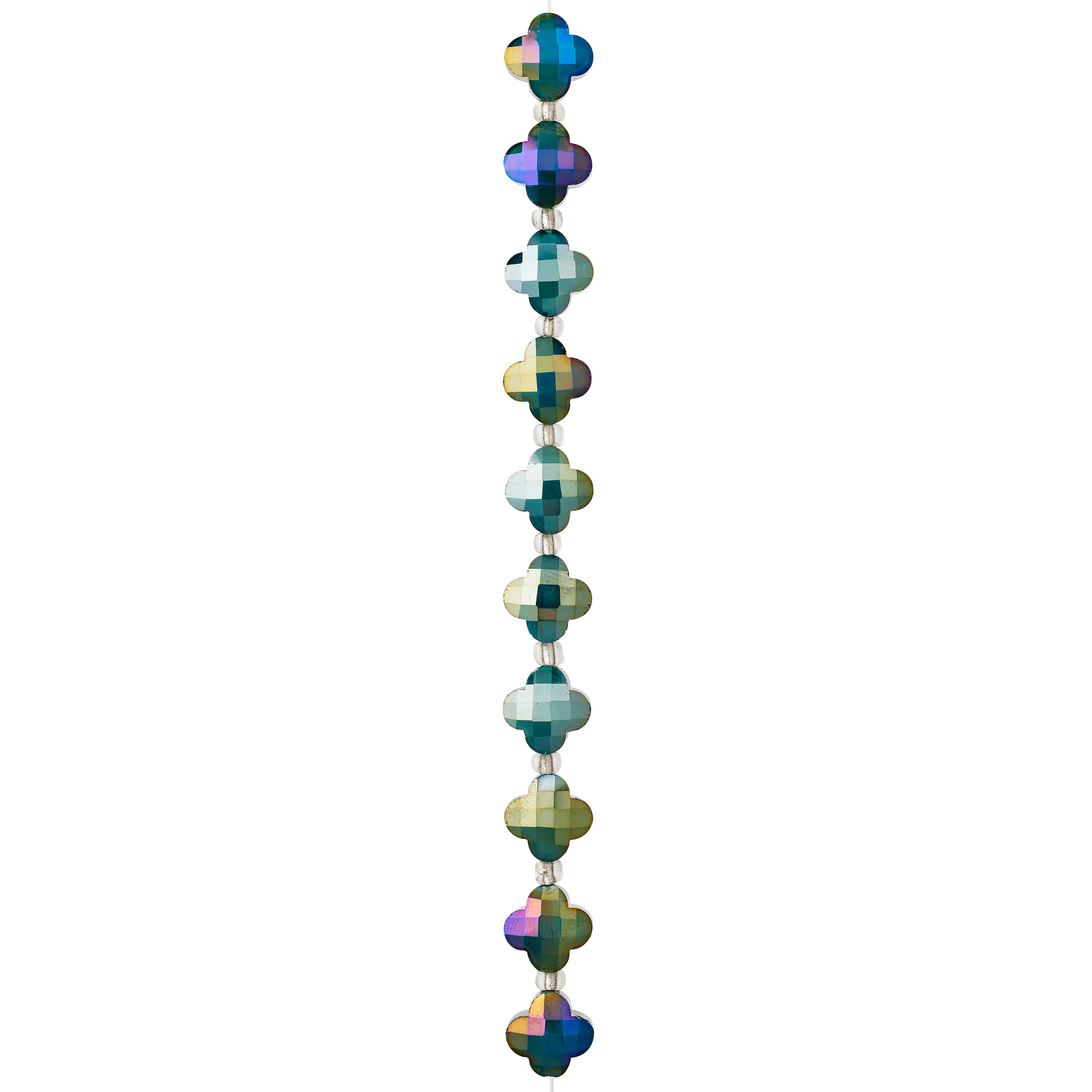 12 Pack: 12mm Turquoise Glass Cross Faceted Beads by Bead Landing&#x2122;