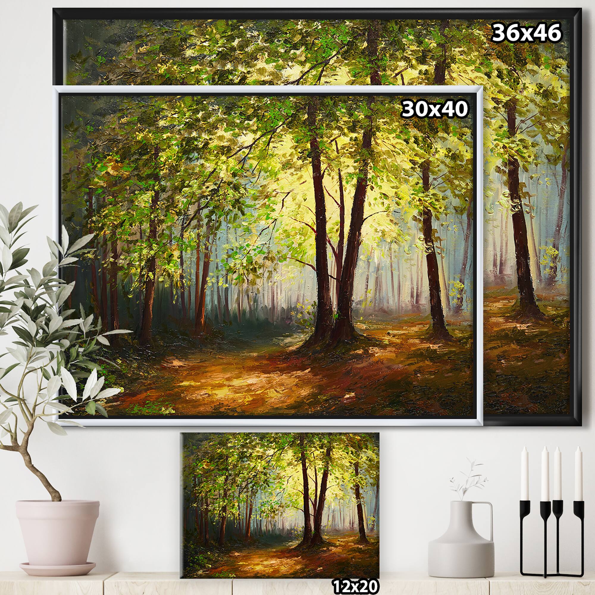 Designart - Summer Forest - Landscape Art Print Framed Canvas