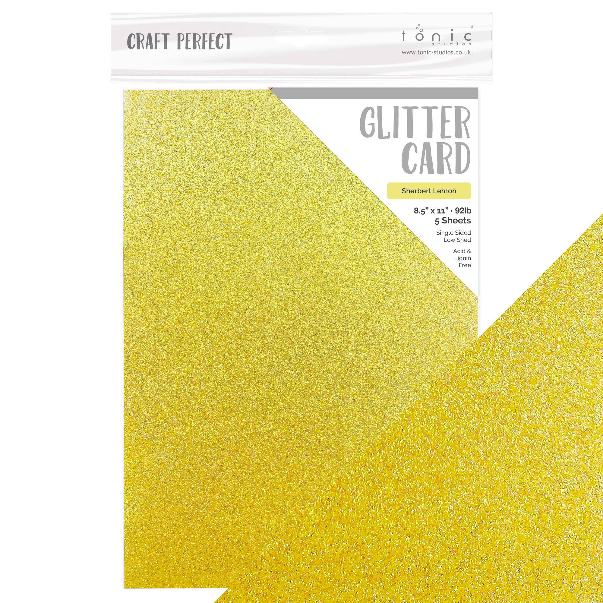 Craft Perfect Sherbert Lemon Glitter Cardstock, 8.5" x 11"