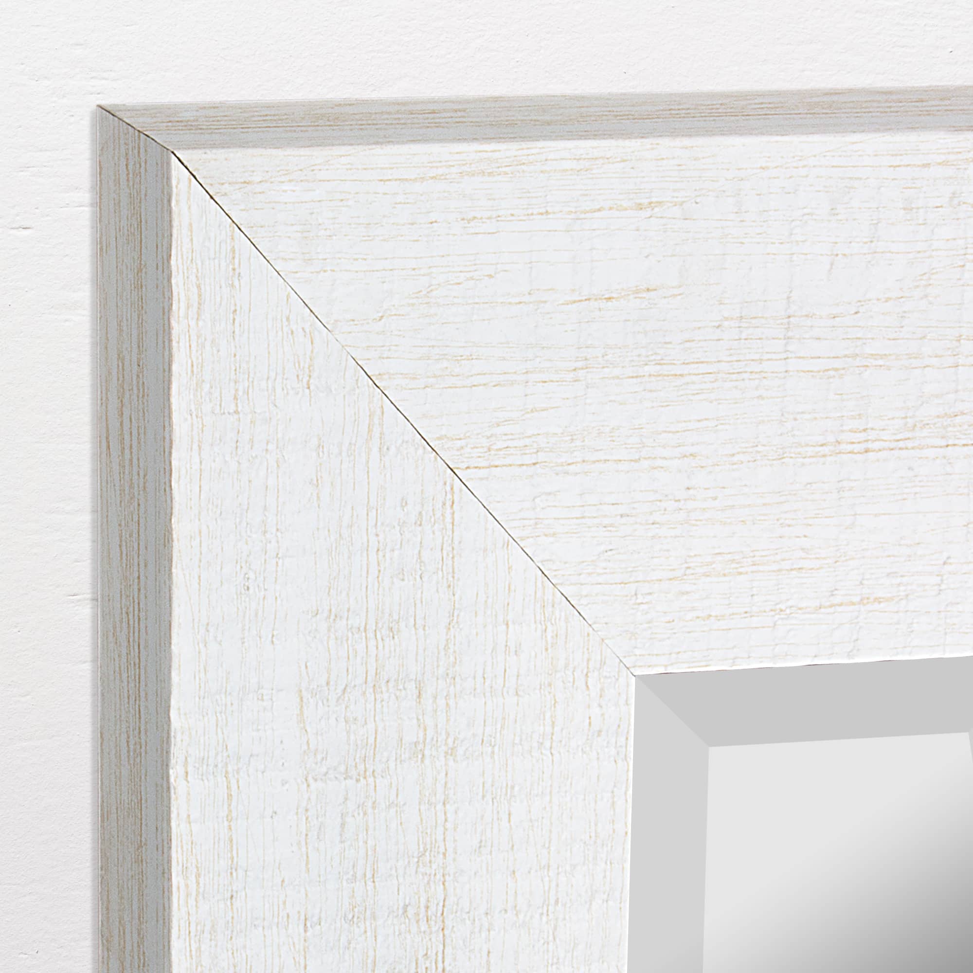 Head West Whitewashed Wood Plank Beveled Glass Bathroom Vanity Mirror