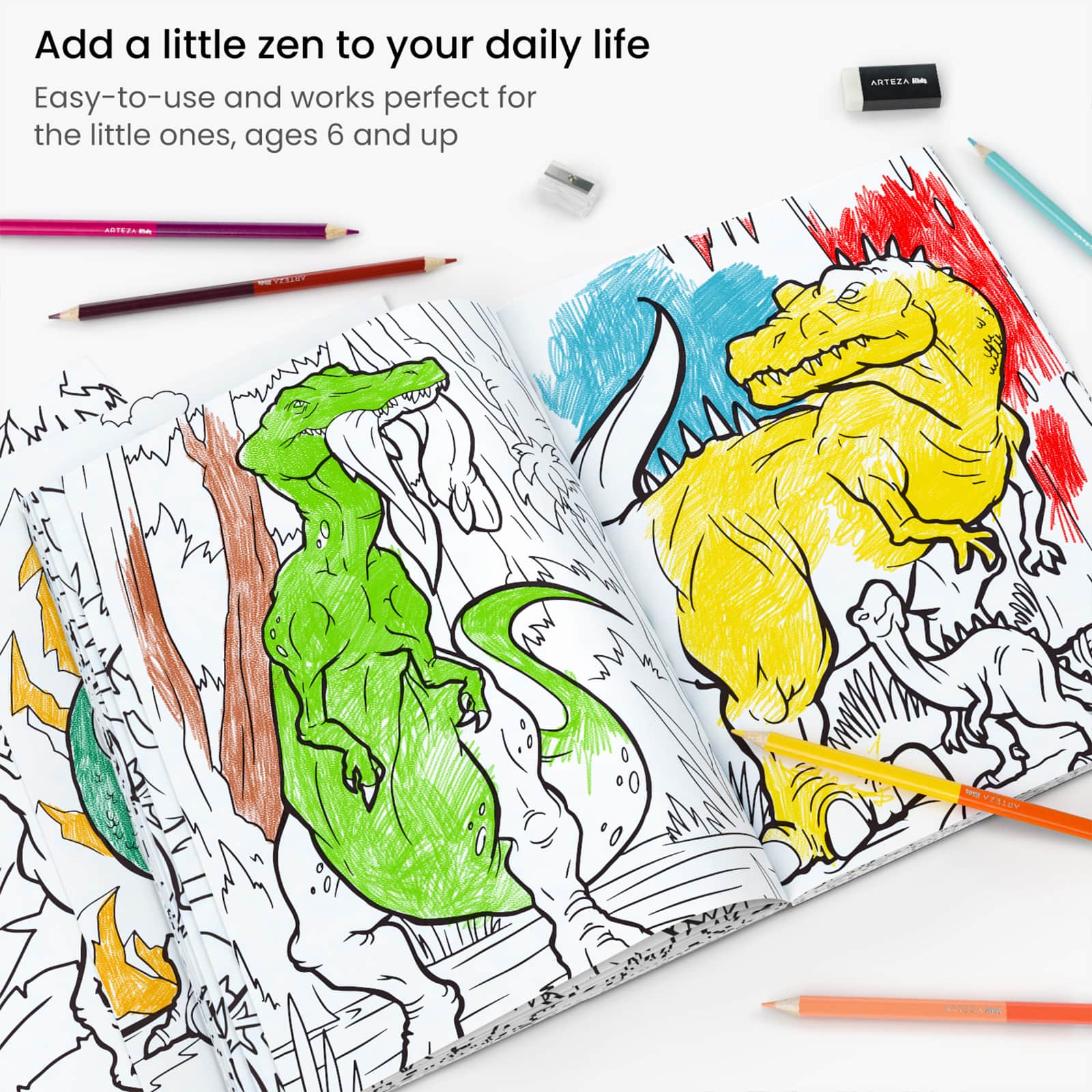 Arteza&#xAE; Kids Dangerous Dinosaurs Coloring Book Kit