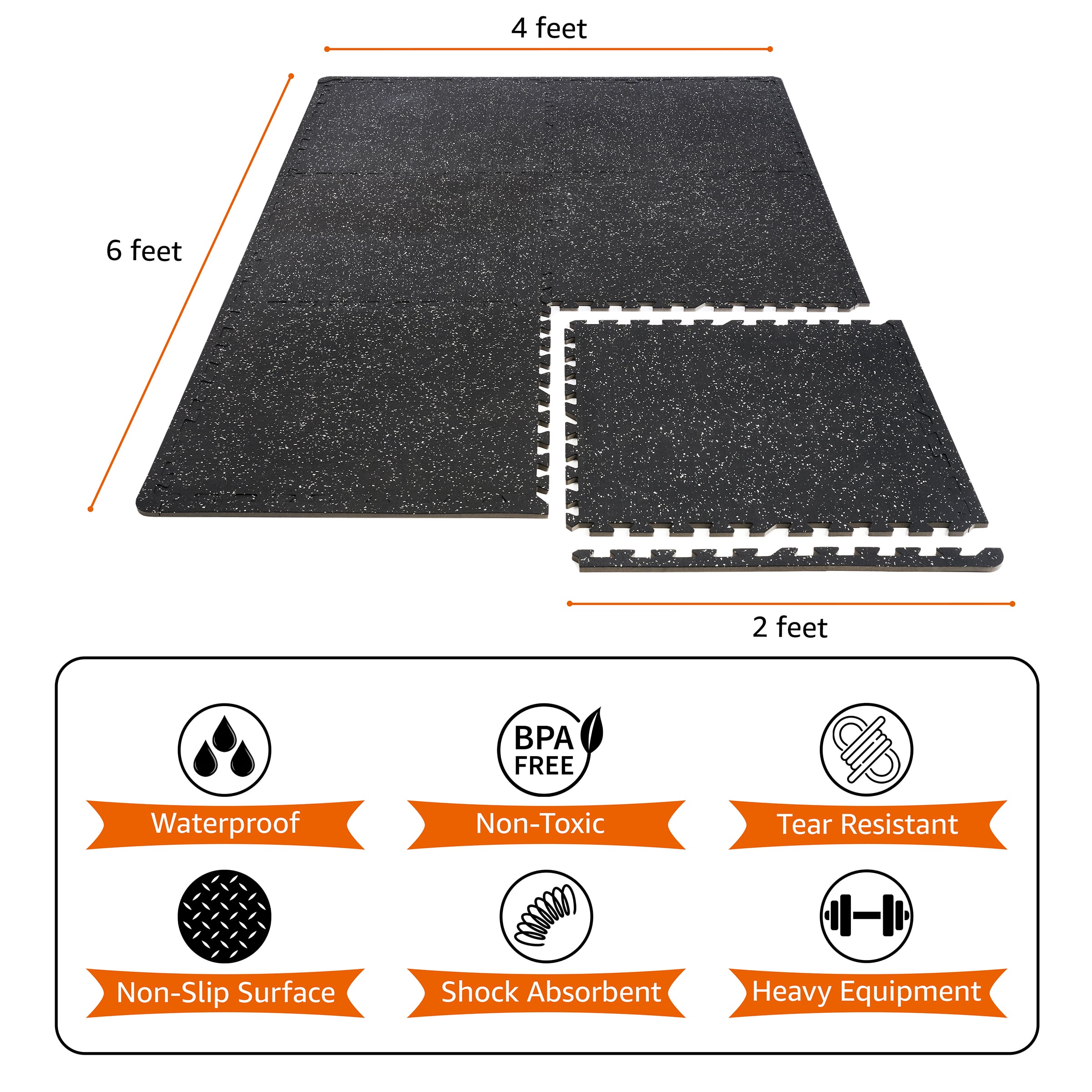 Sorbus 25&#x22; Black Exercise Mat Tile Set