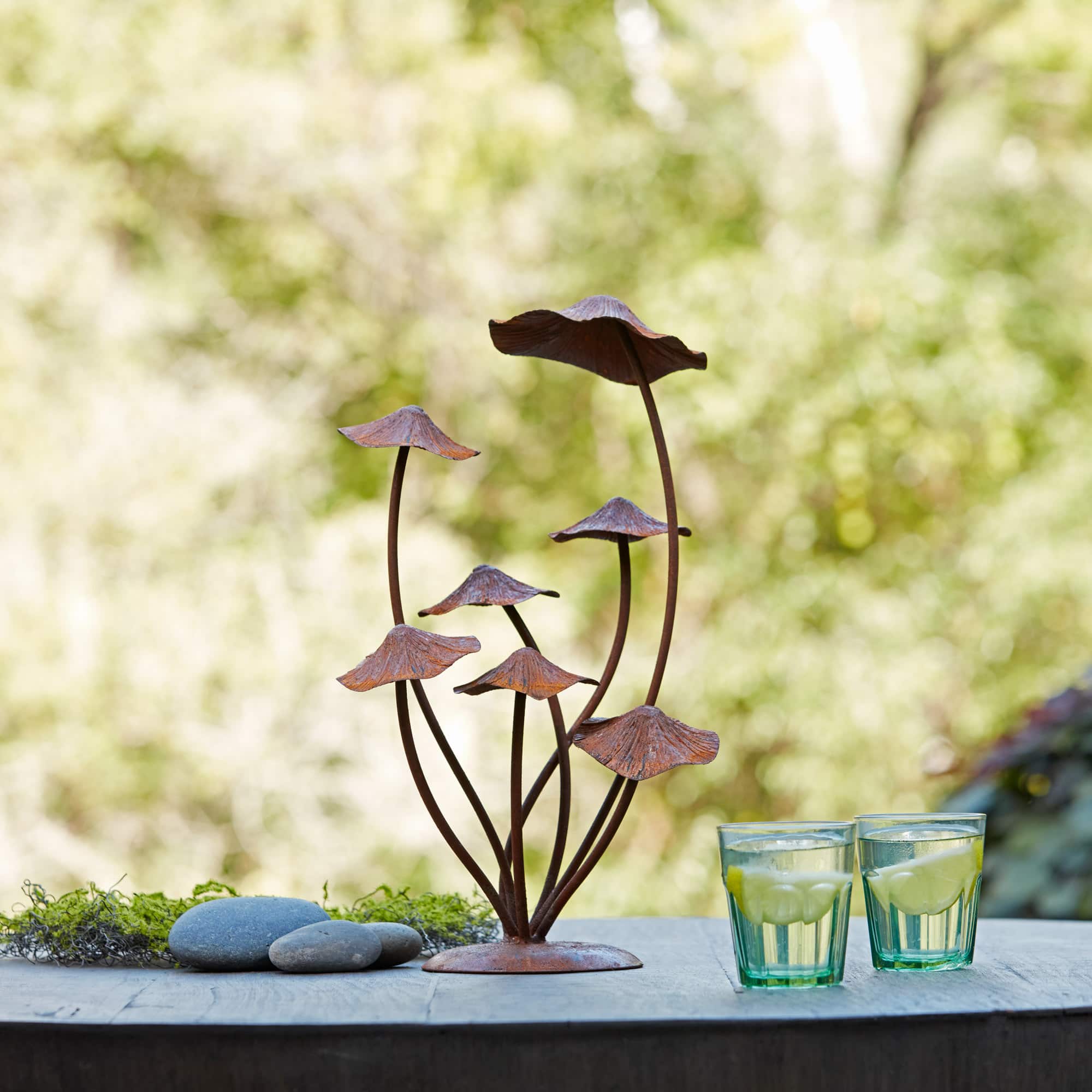 17&#x22; Bronze Metal Mushroom Garden Accent