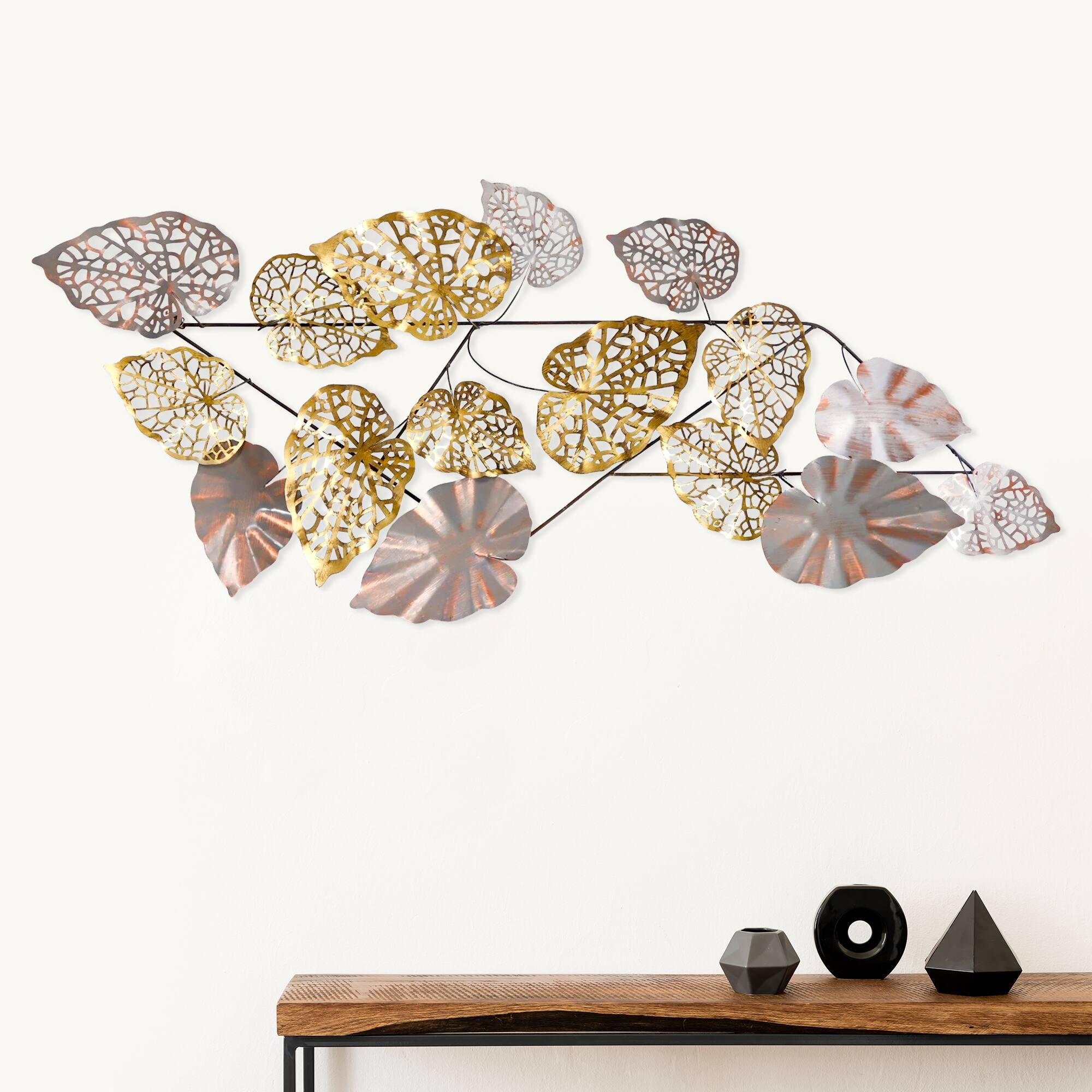 5.5ft. x 2ft. Scattered Metal Leaves Wall Art Decor