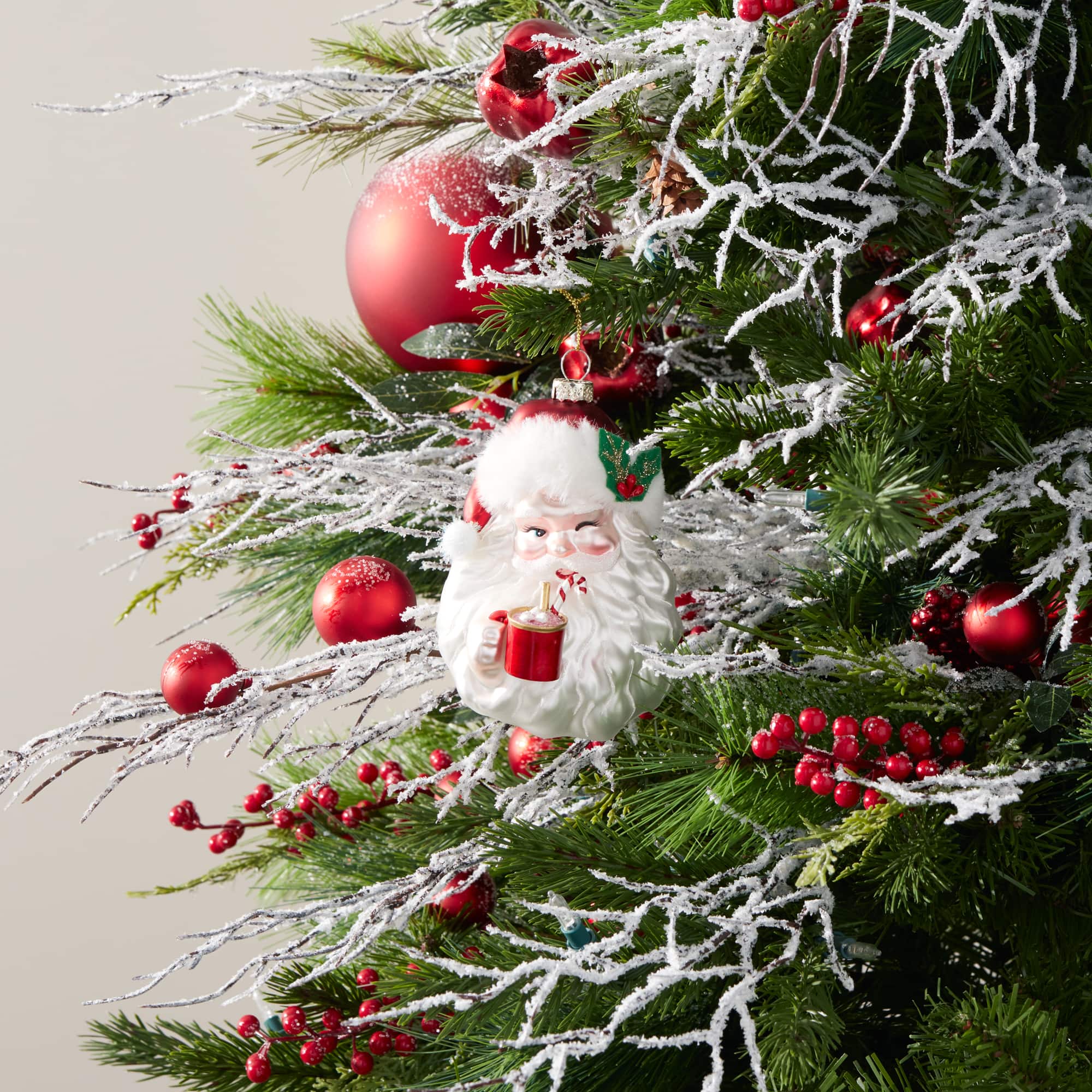 Glass Santa with Hot Cocoa Christmas Ornaments, 6ct.