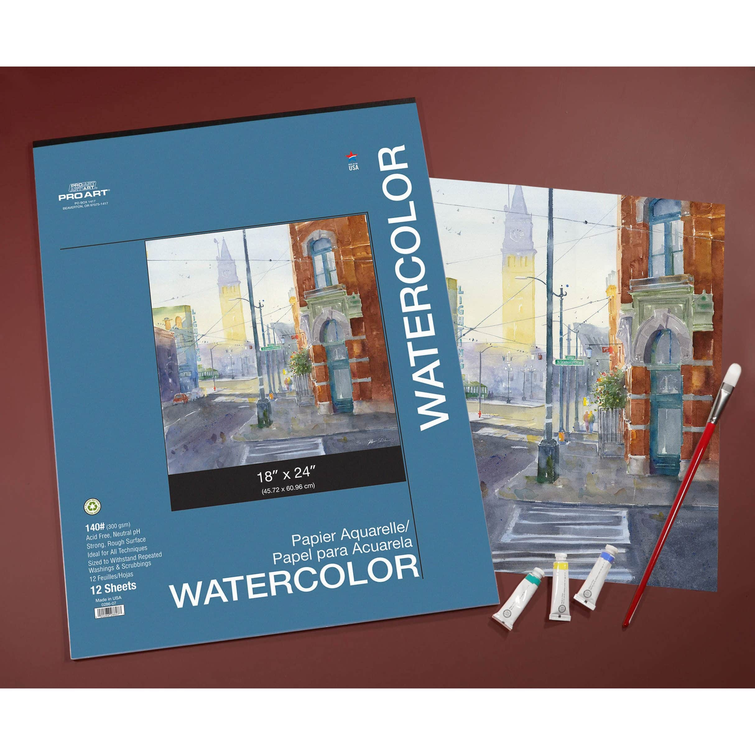 Pro Art Prem Watercolor Field Book 7x10, 24 sheets, 140