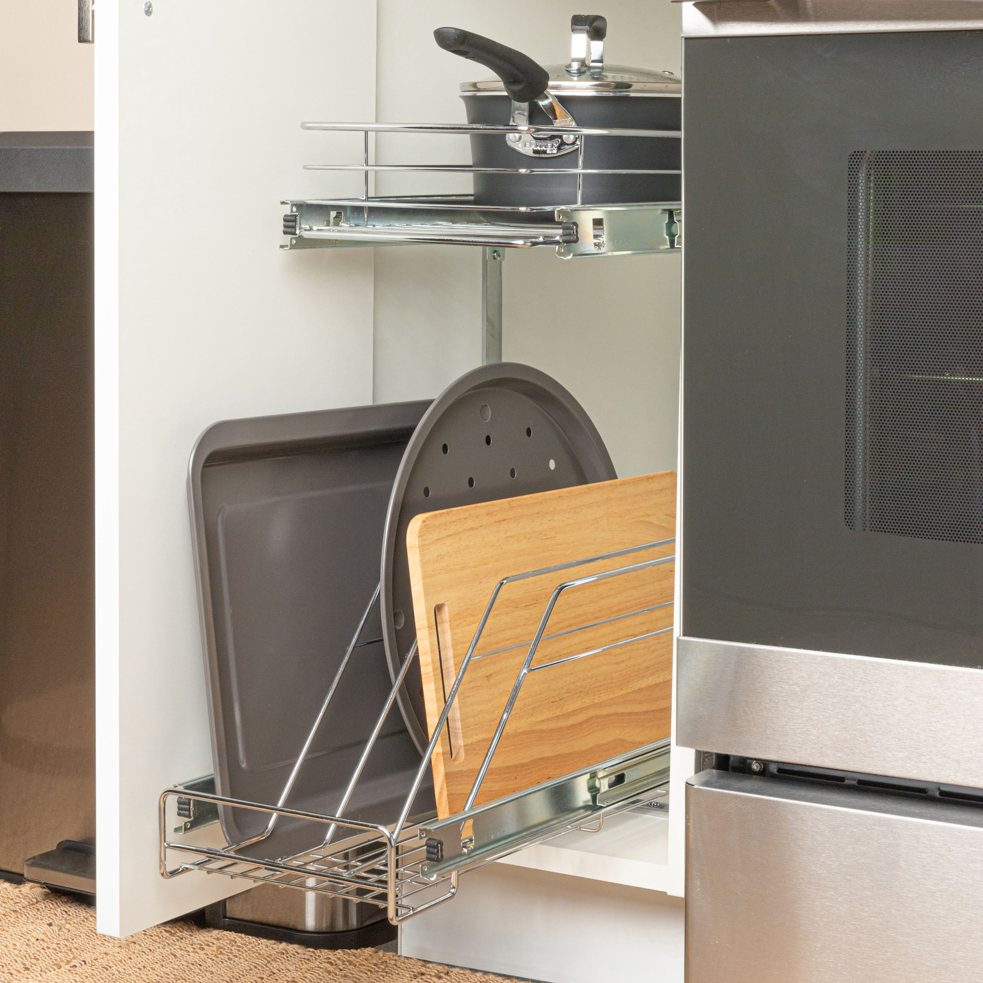 Household Essentials Glidez Chrome-Plated Steel 2-Tier Dual-Sliding Storage Organizer