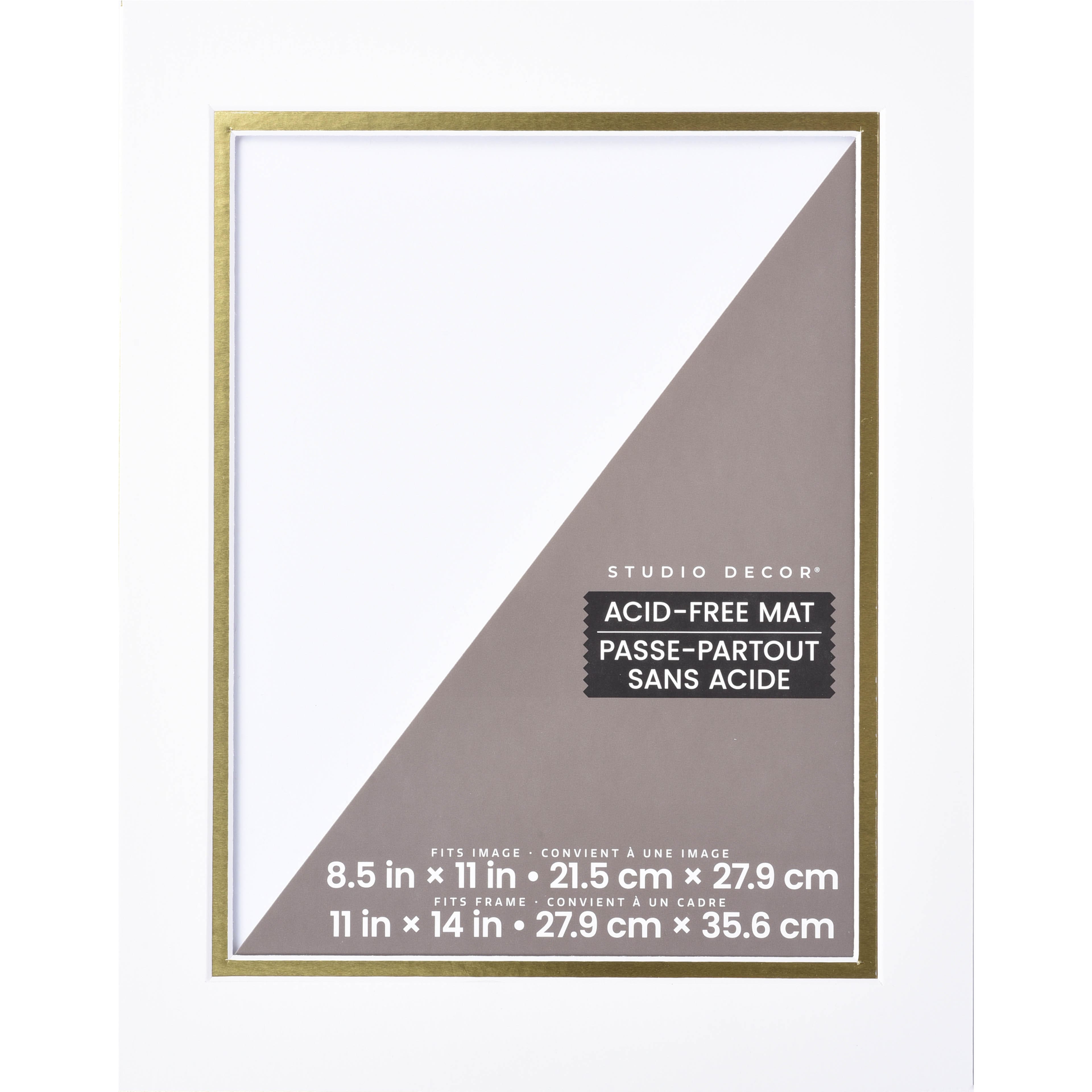 11" x 14" White & Gold Double Mat by Studio Décor®, 8.5" x 11" Opening Size