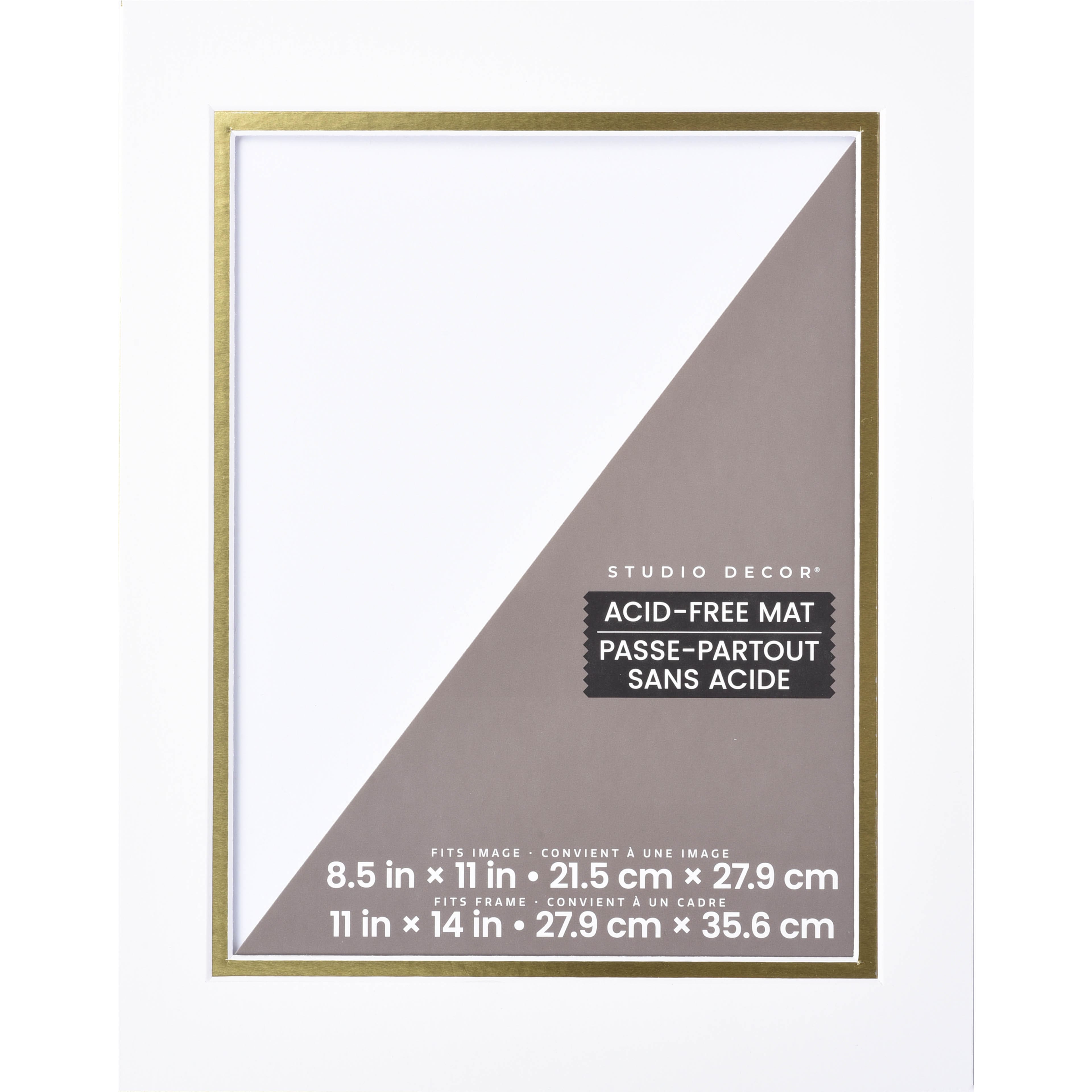 11&#x22; x 14&#x22; White &#x26; Gold Double Mat by Studio D&#xE9;cor&#xAE;, 8.5&#x22; x 11&#x22; Opening Size