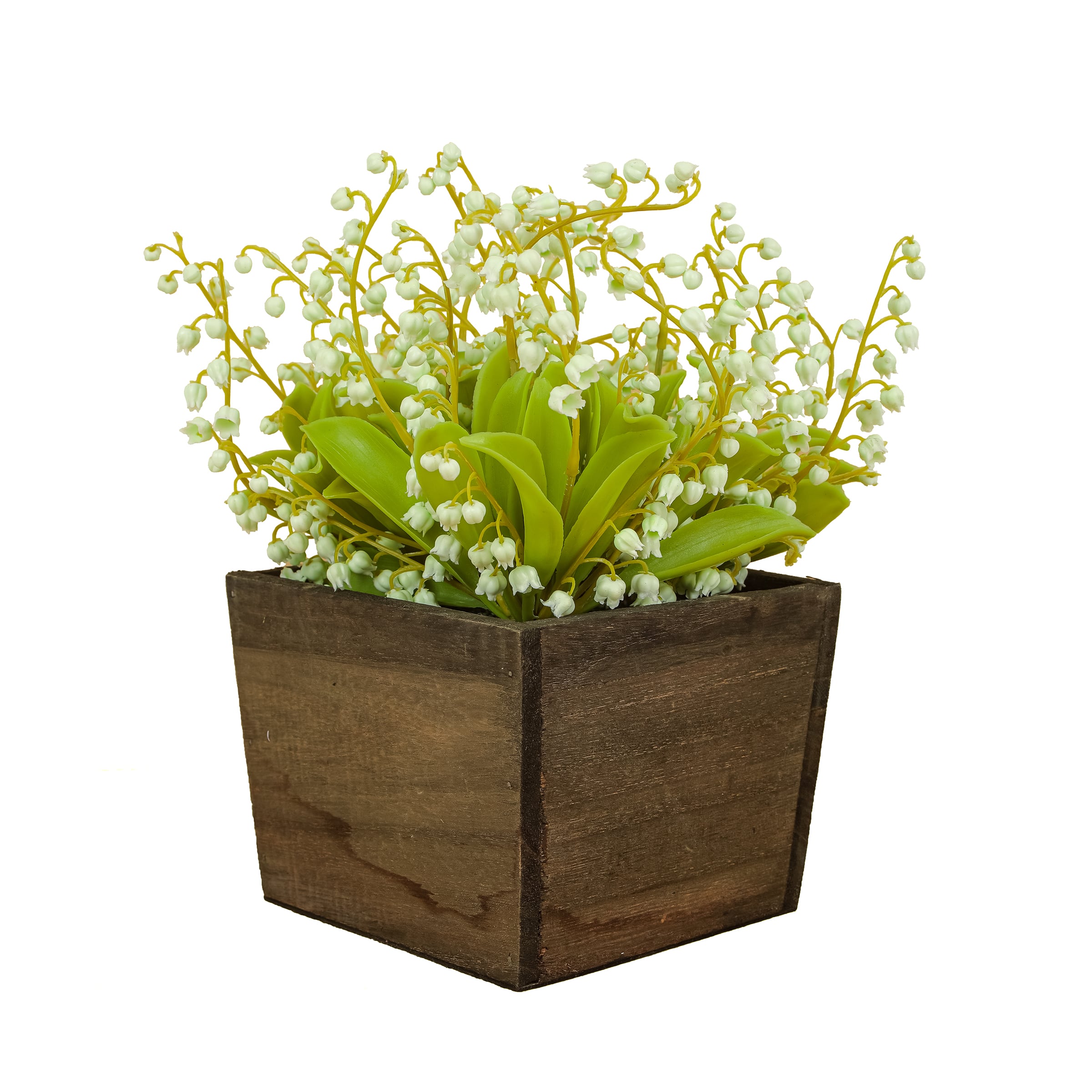 10" Lily-Of-The-Valley Flowers In Wood Box