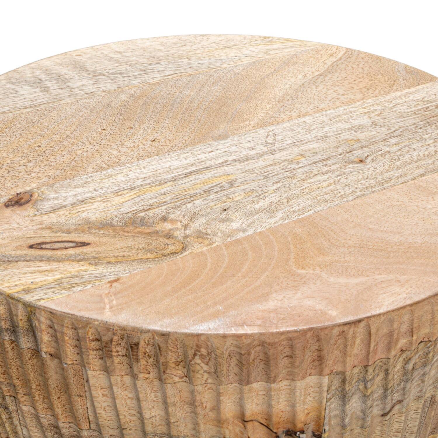 Hello Honey&#xAE; 26&#x22; Round Hand-Carved Natural Mango Wood Stool