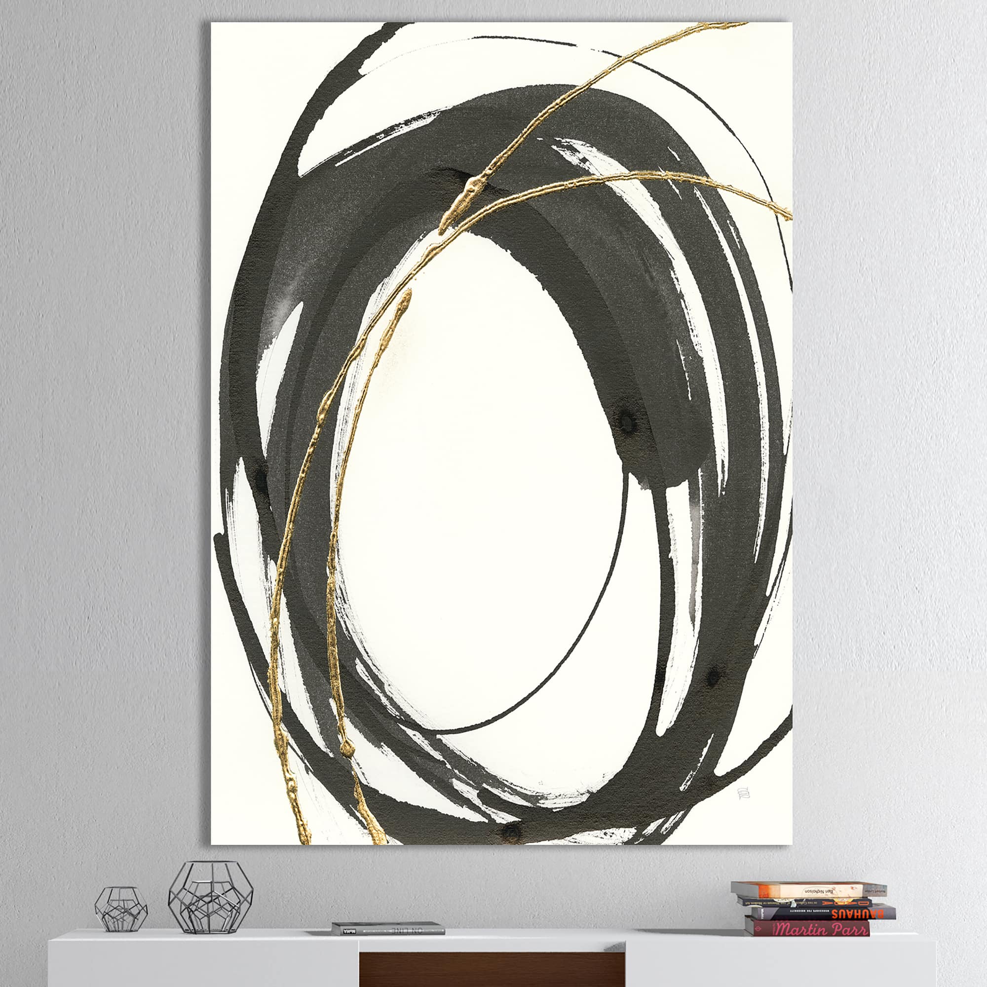 Designart - Gold Glamour Circle I - Posh &#x26; Luxe Canvas Art