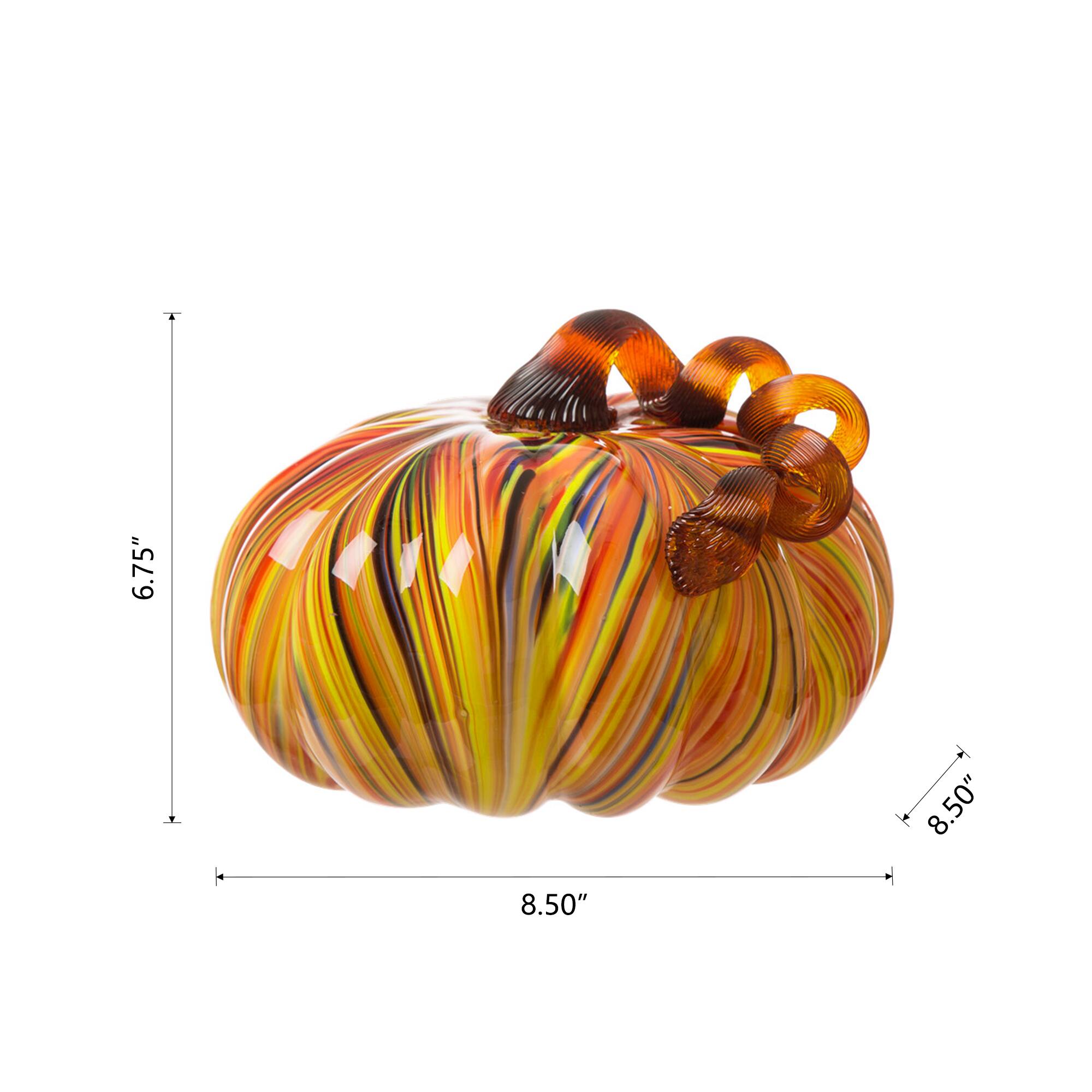 Glitzhome&#xAE; Large Glass Pumpkin, Multicolor Stripes
