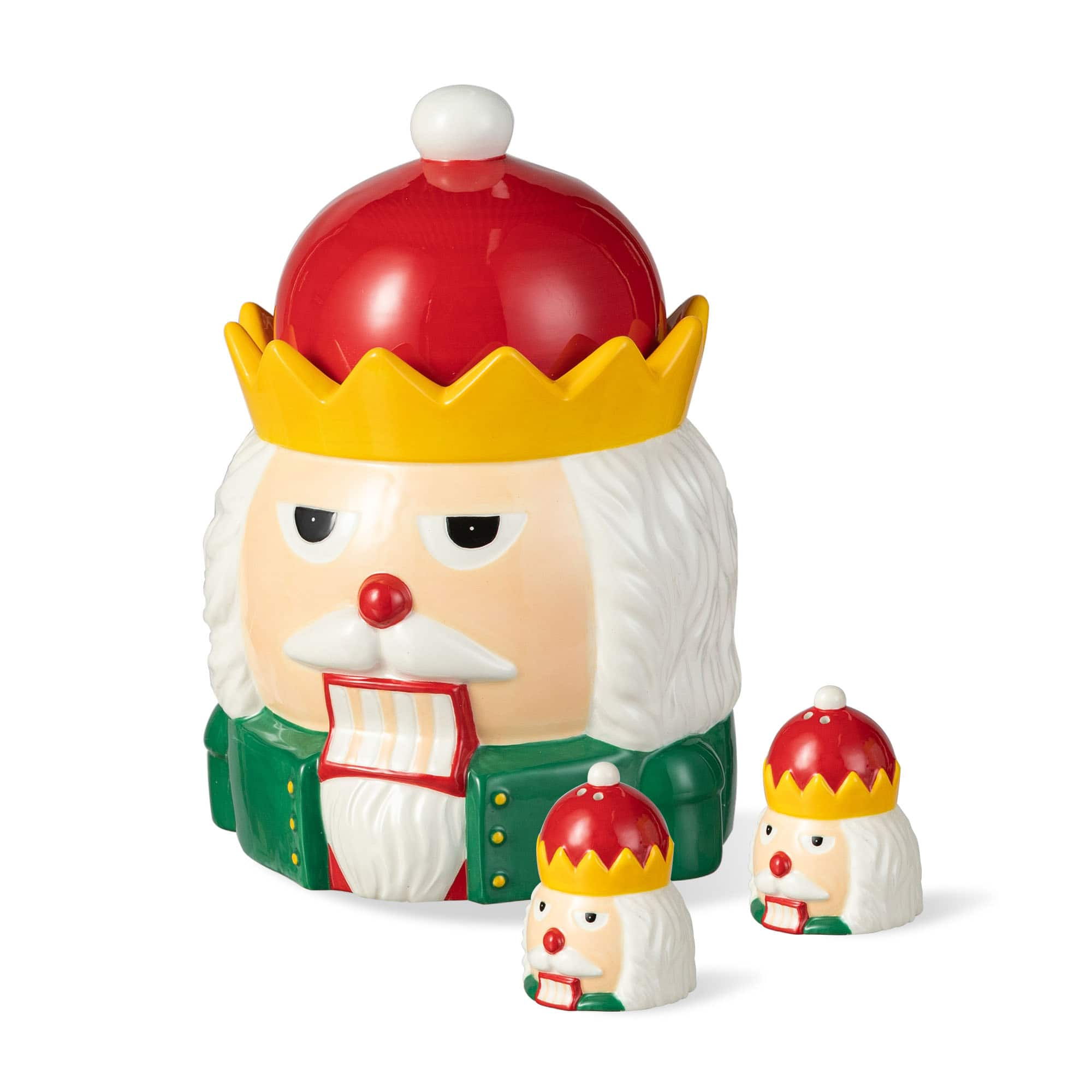 Glitzhome&#xAE; Dolomite Christmas Nutcracker Cookie Jar Set