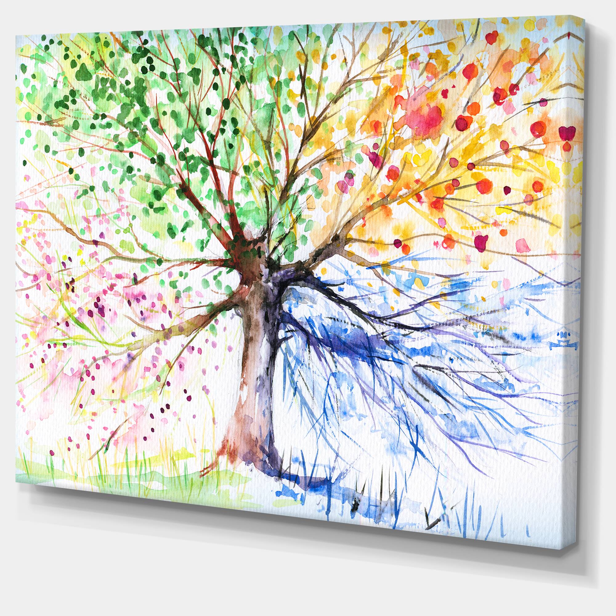 Designart - Four Seasons Tree - Floral Art Canvas Print