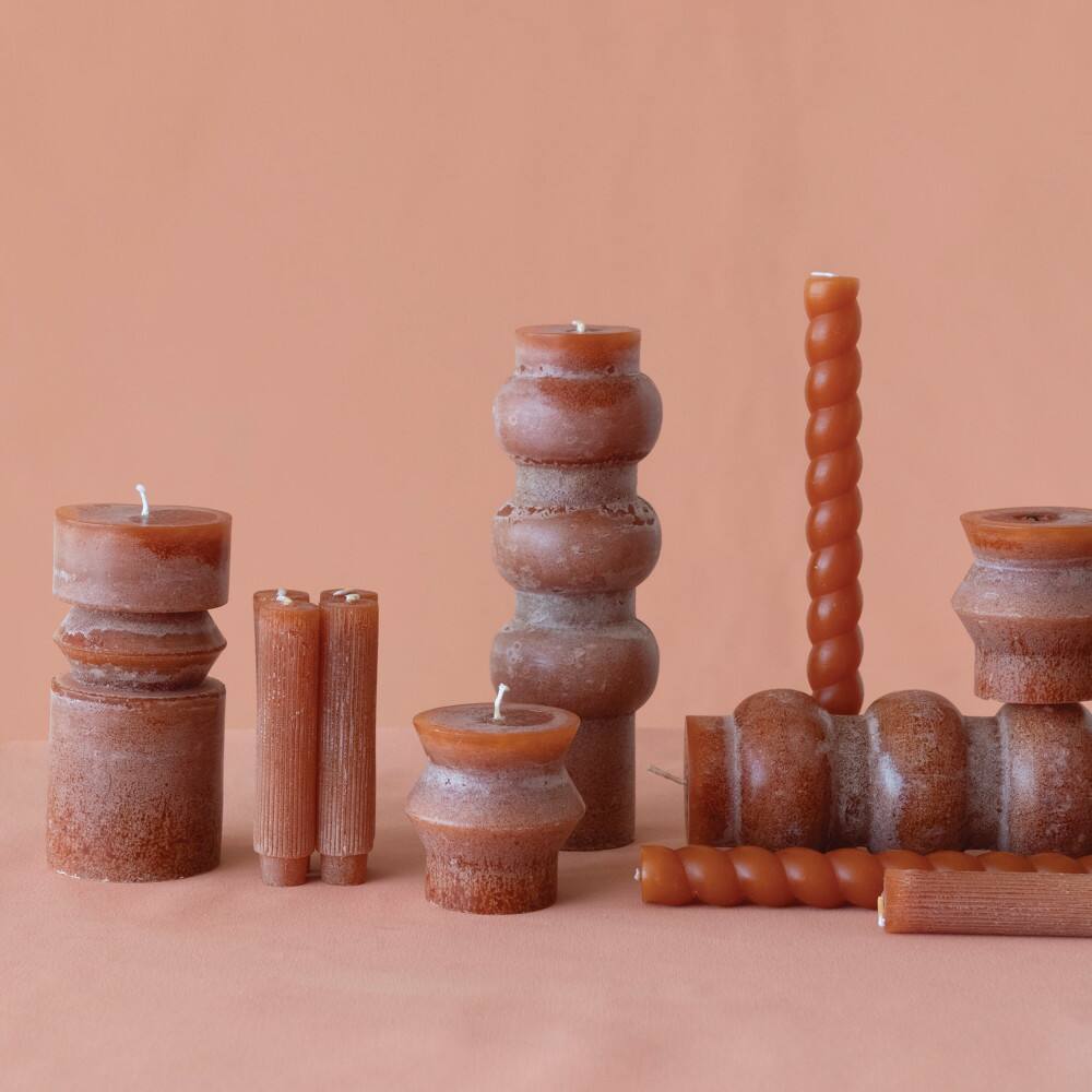 Hello Honey® 5" Spice Powder Finish Unscented Pleated Taper Candles In Box Set, 12ct.