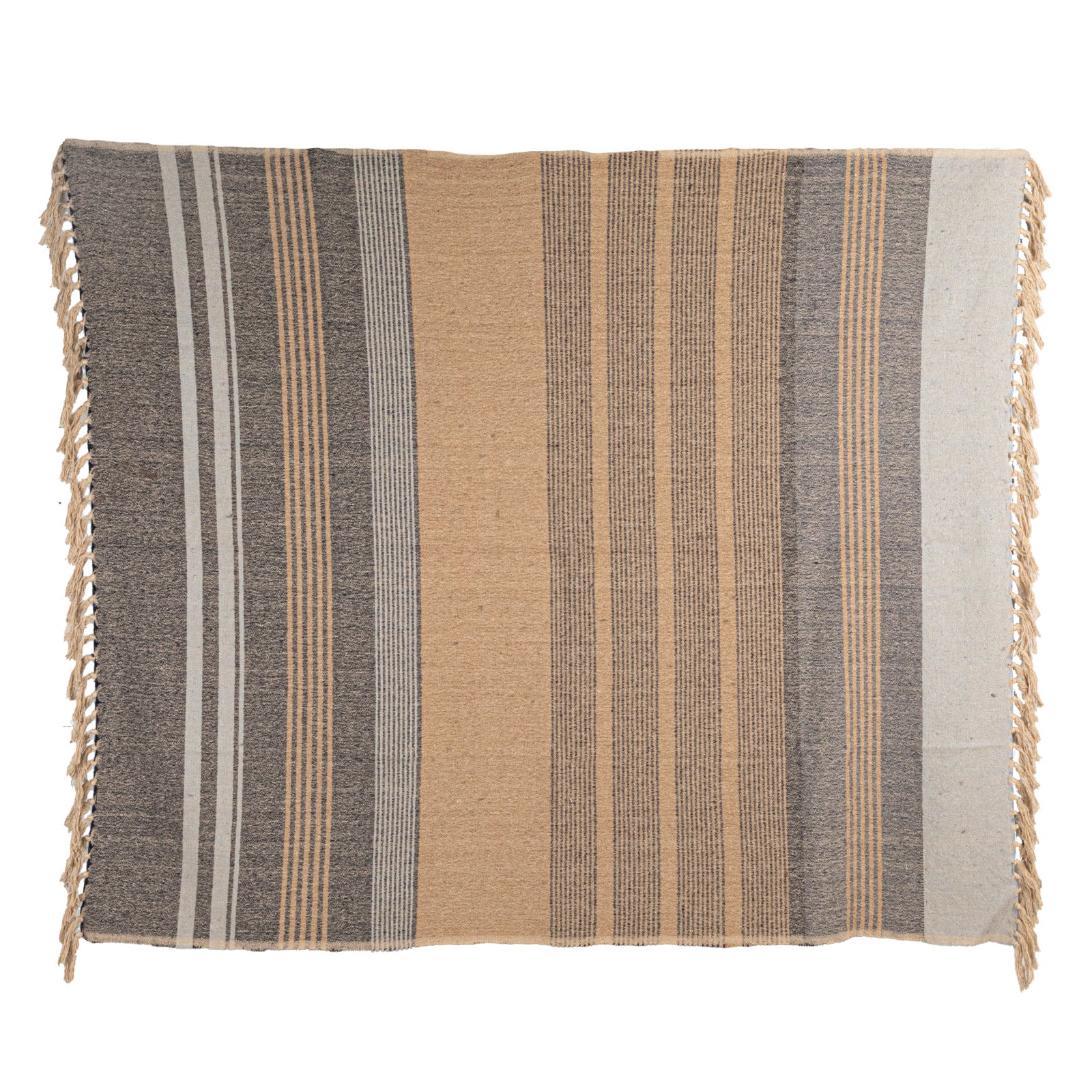 Hello Honey® Light Blue Striped Cotton Blend Throw with Fringe