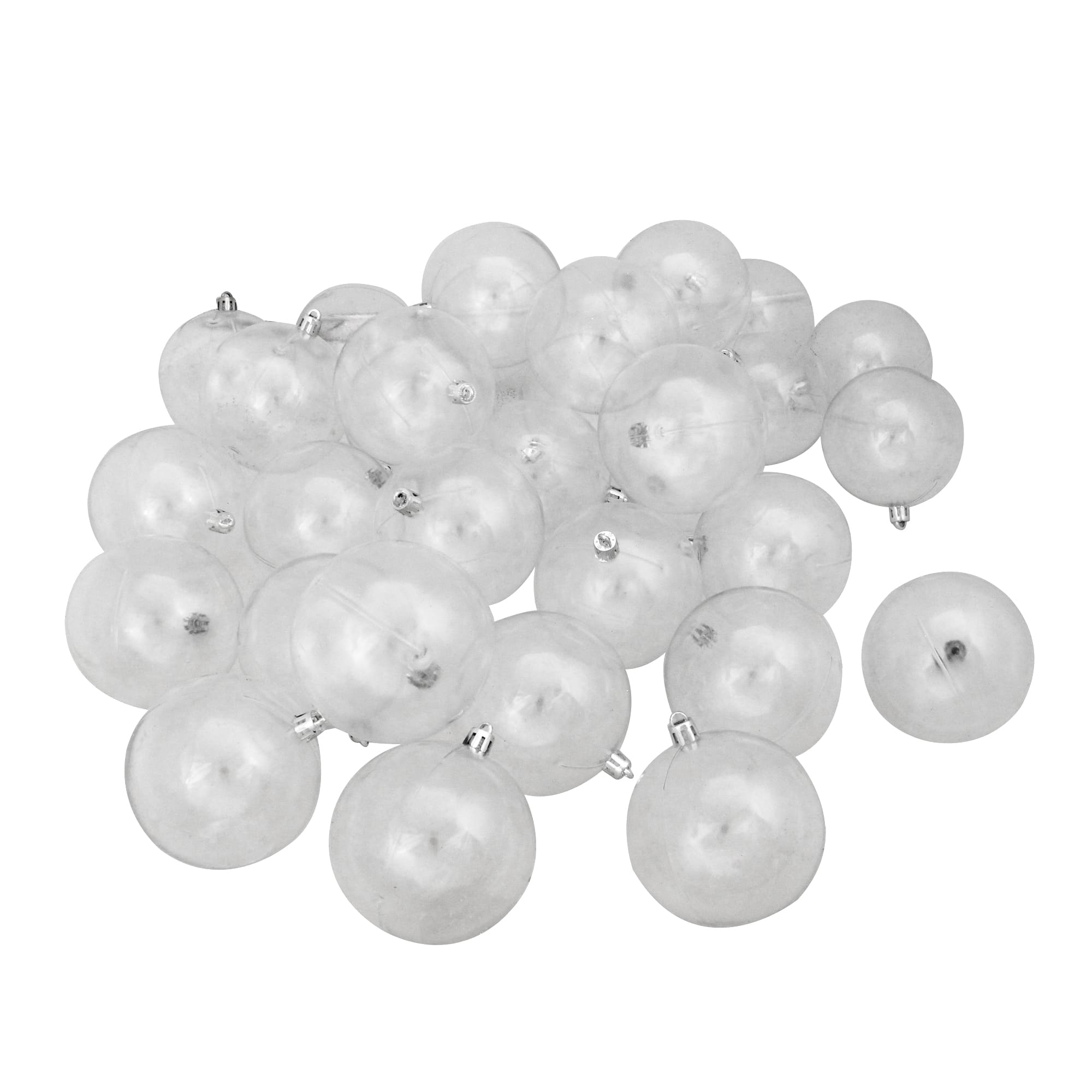 32ct. Clear Shatterproof Shiny Christmas Ball Ornaments