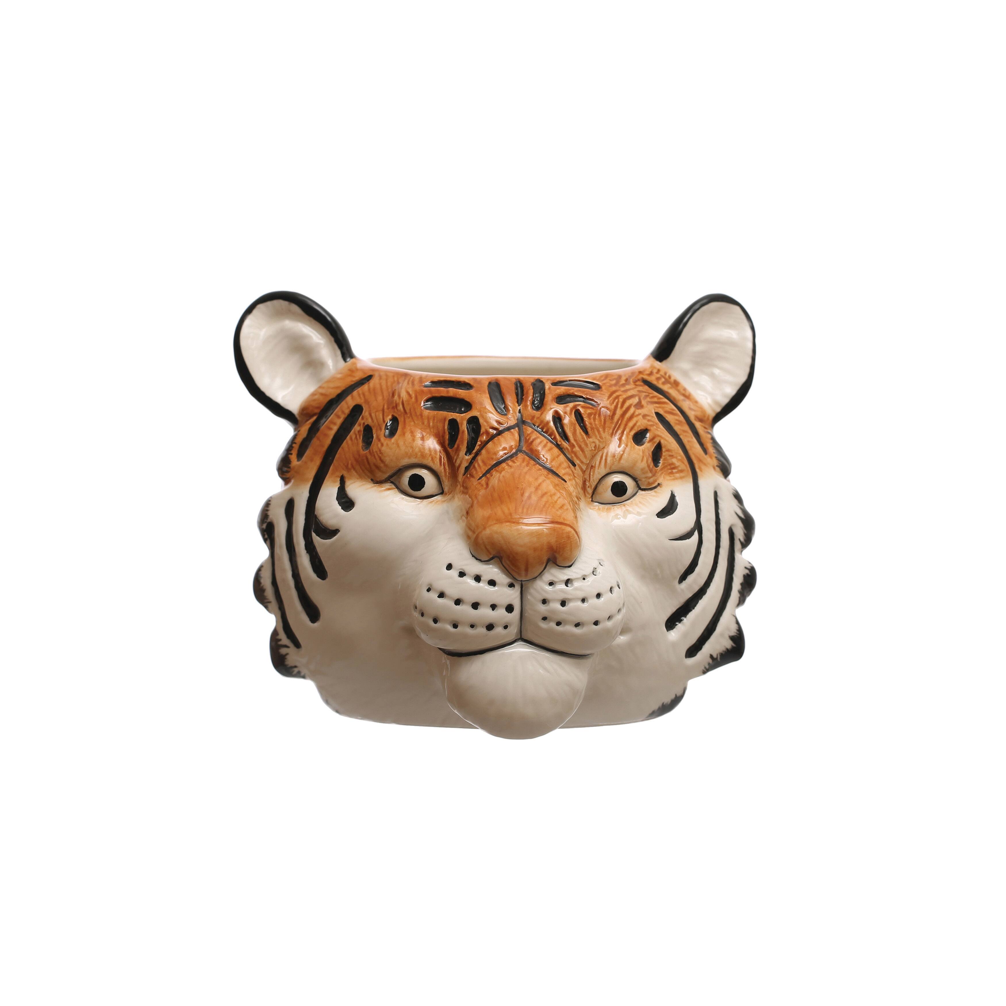 Hello Honey&#xAE; 6&#x22; Round Ceramic Tiger Head Planter
