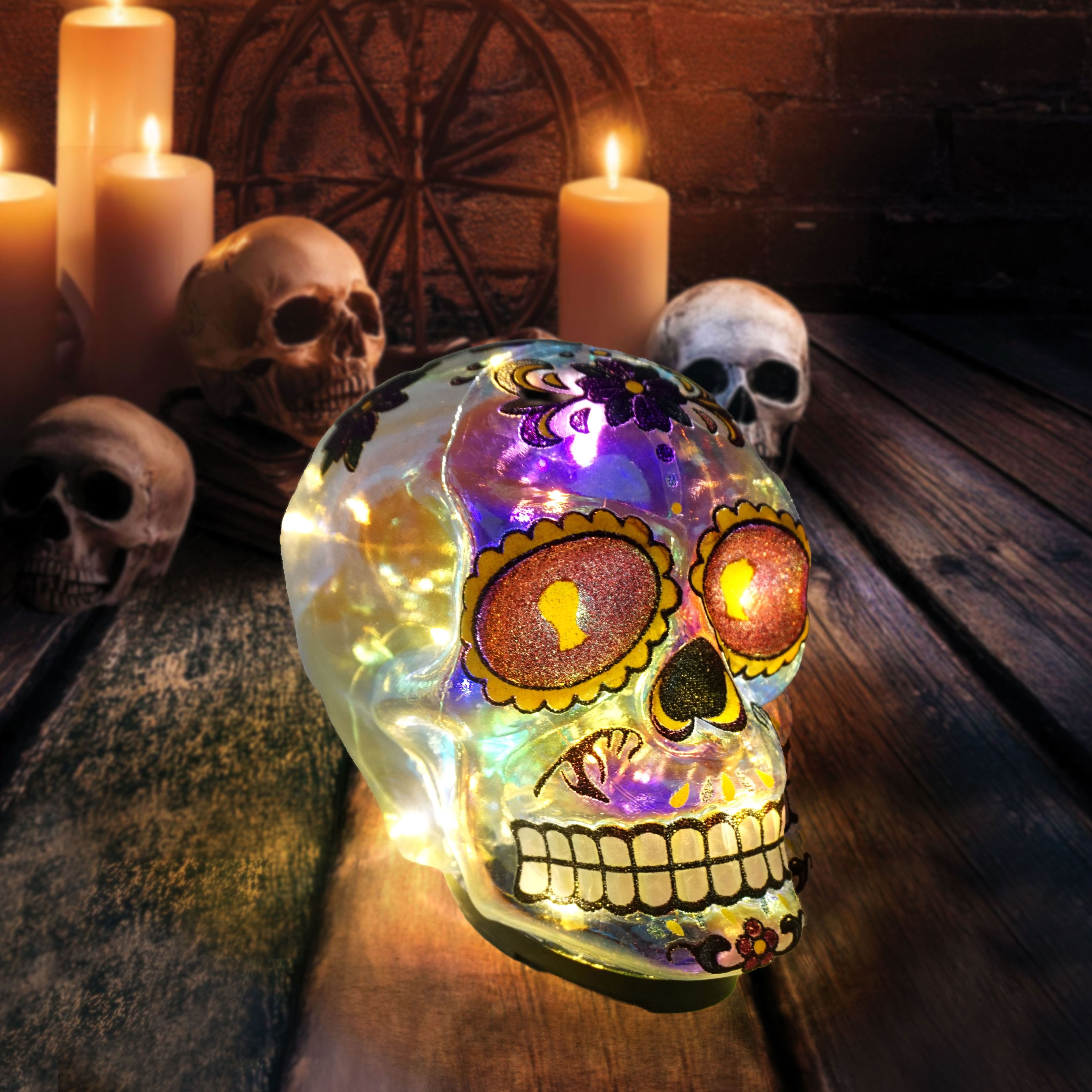 7&#x22; Warm White LED Skull by Ashland&#xAE;
