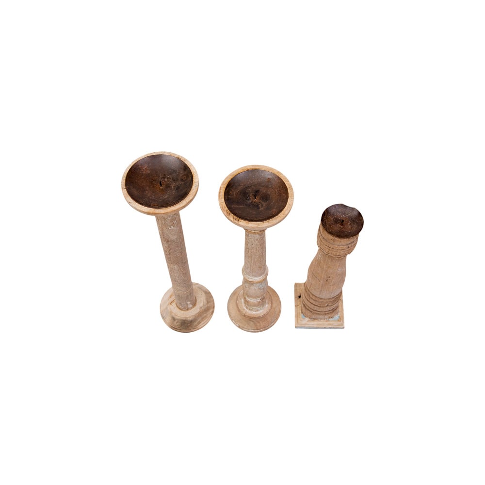 Hello Honey® Ivory Wood Candle Holders Set