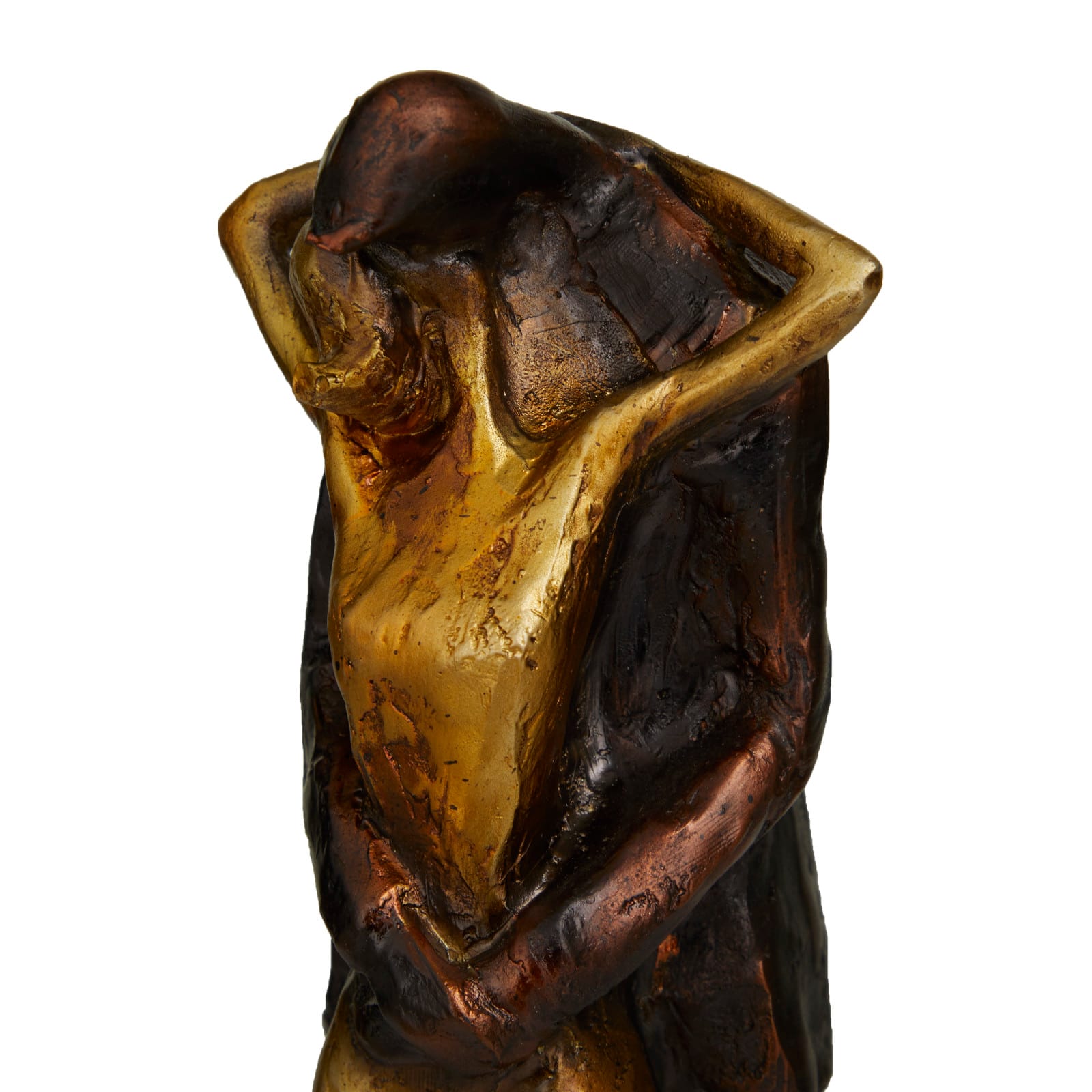 Bronze Polystone Modern People Sculpture, Set of 2" 4", 17"