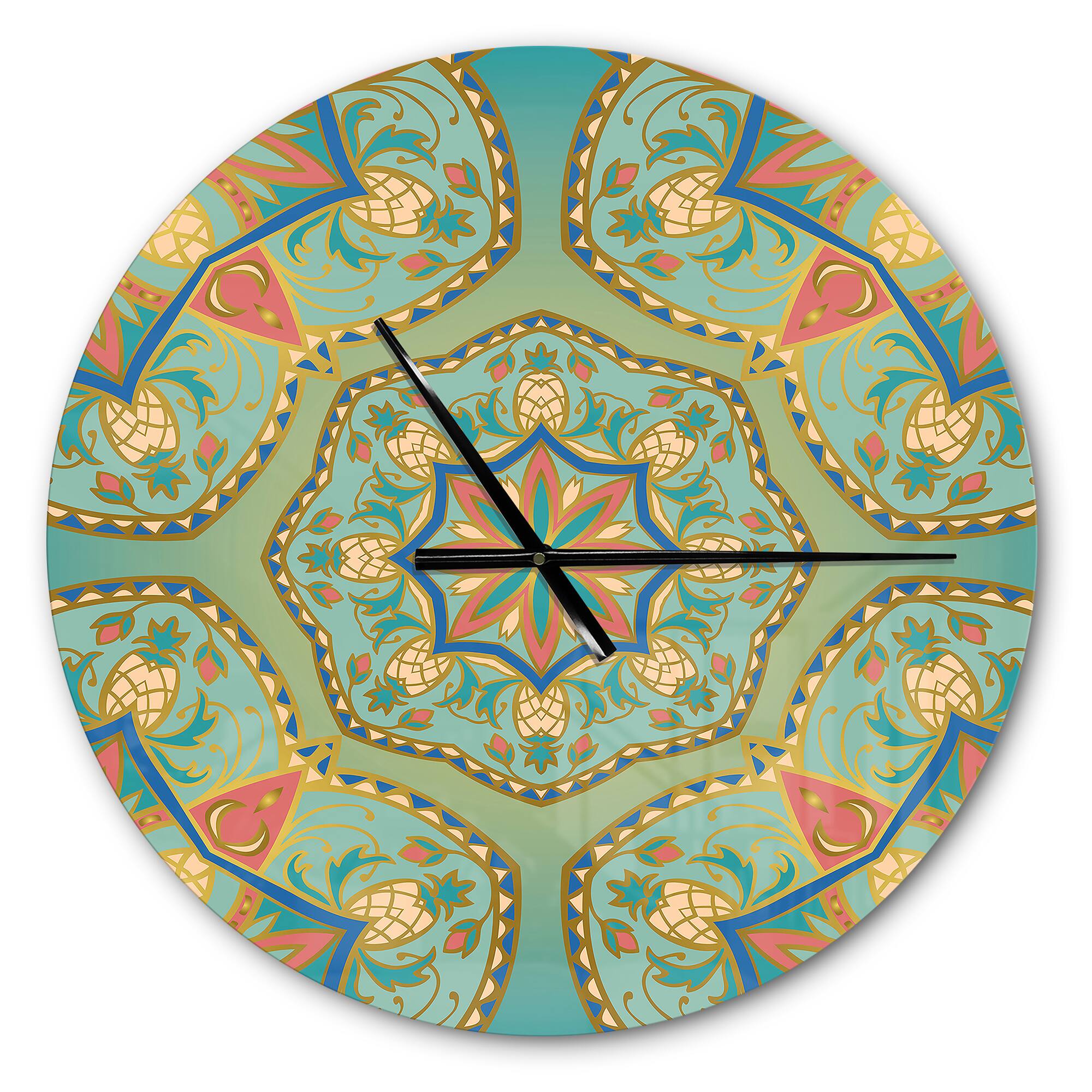 Designart 'Oriental Mandala Pinapple Ornament Vintage Wall Clock