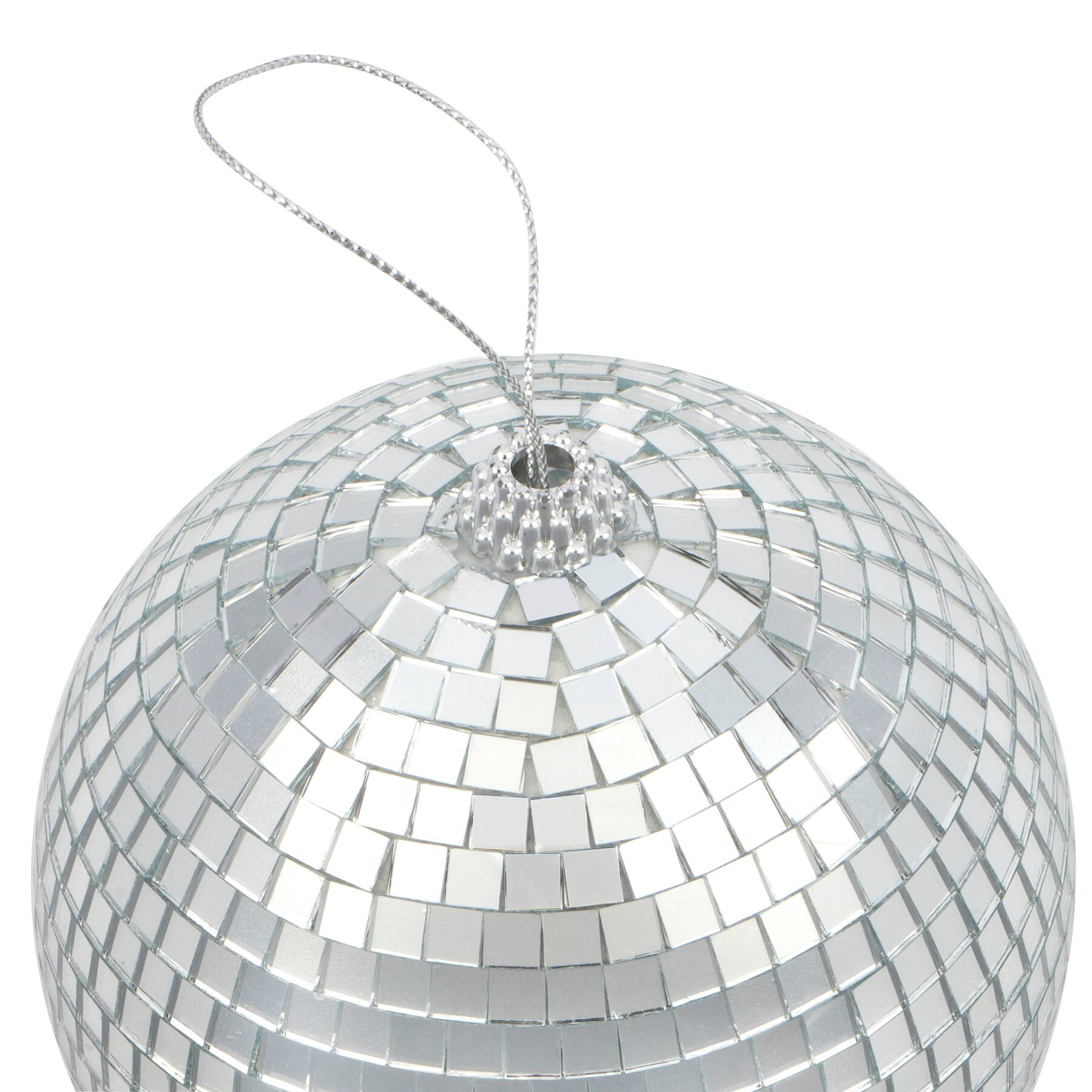Kit De 25 Boules à Facettes Disco Argentées - 4 Tailles (3,4,5,6 Cm) Avec Corde - Décoration Fête, Noël, Mariage - 10