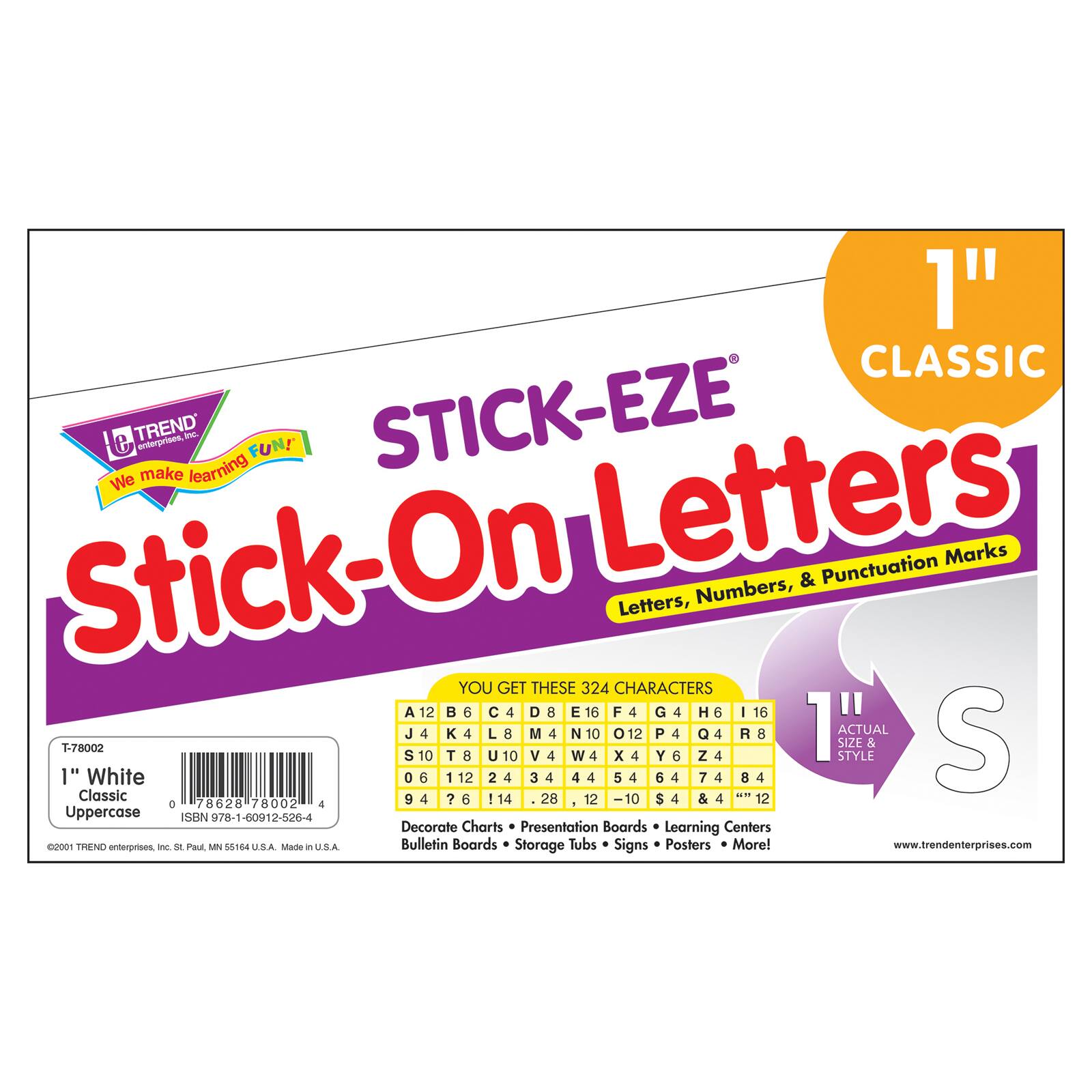Trend Enterprises 1&#x22; STICK-EZE&#xAE; Stick-On Letters