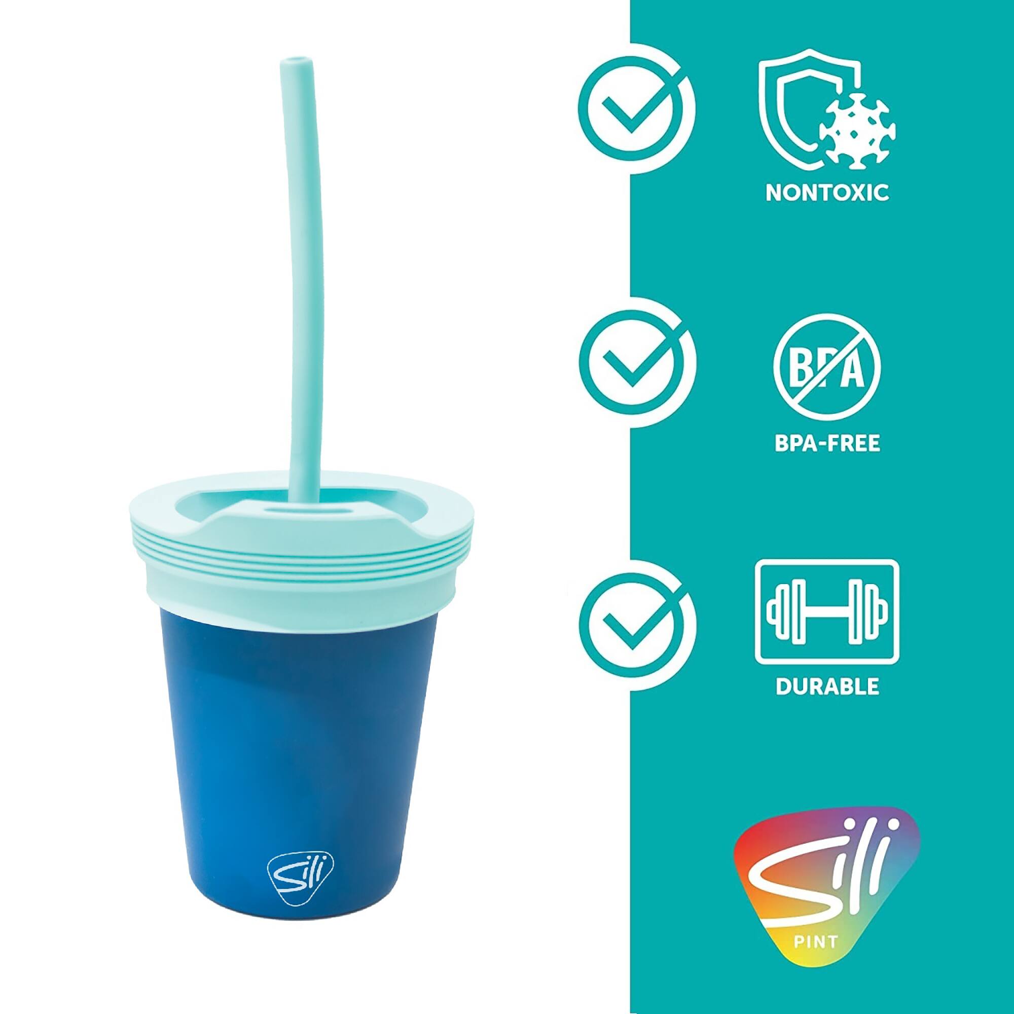 Silipint&#xAE; 8oz. Deep Pool Kids Silicone Straw Tumblers, 2ct.