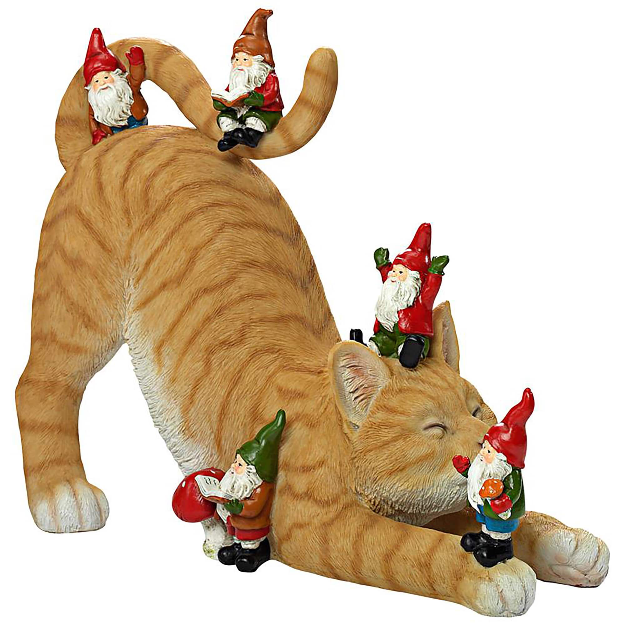 Design Toscano 14.5&#x22; Catatonic Gnome Feline Frenzy Statue