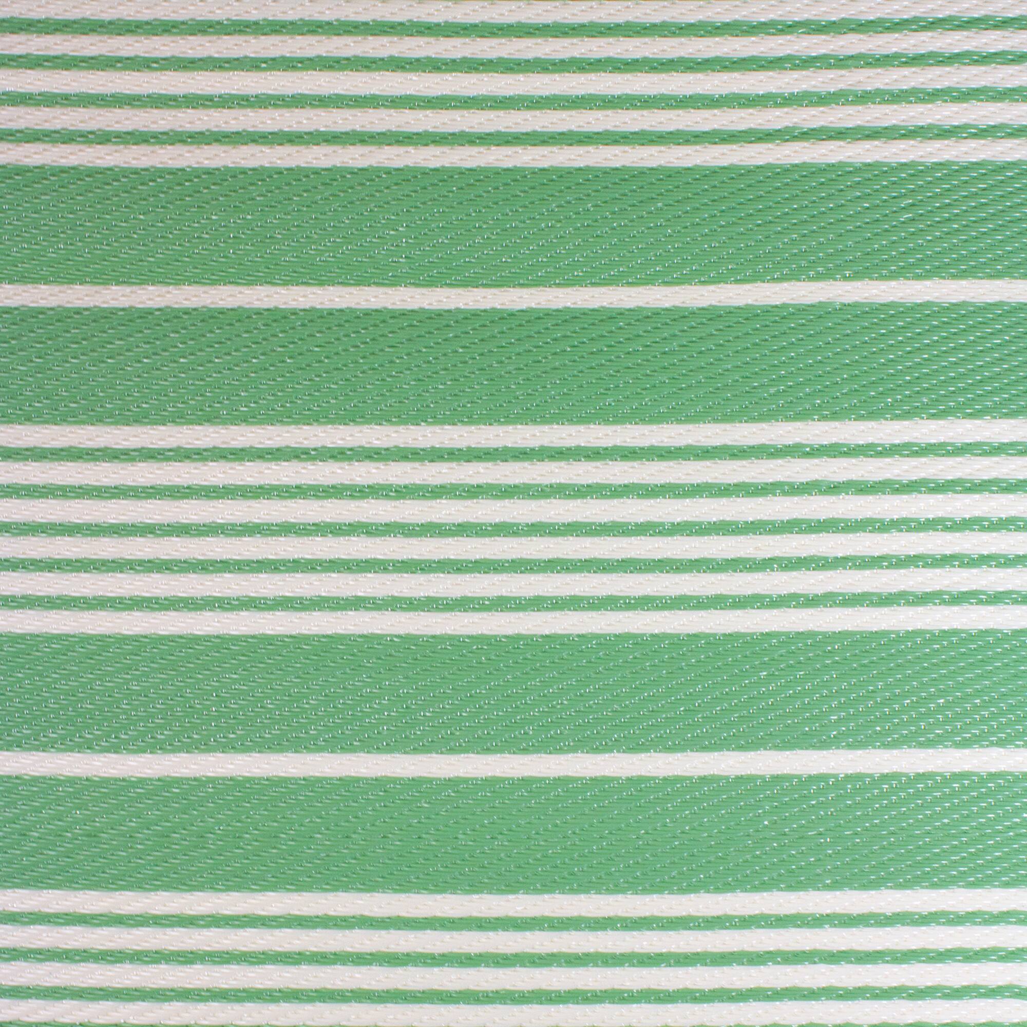 Green & White Striped Outdoor Area Rug, 4ft. x 6ft.