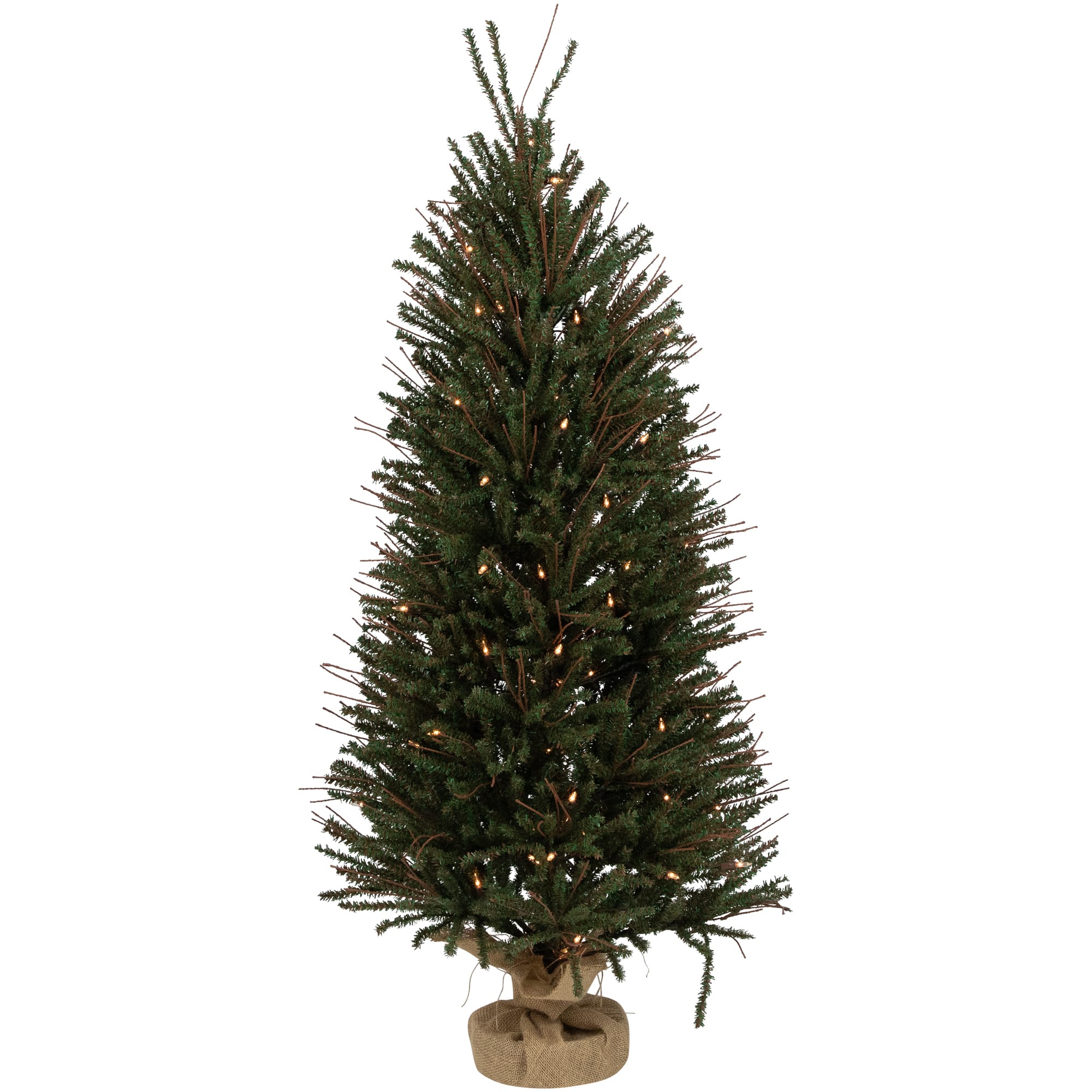 4ft. Pre-Lit Medium Warsaw Twig Artificial Christmas Tree in Burlap Base, Clear Lights