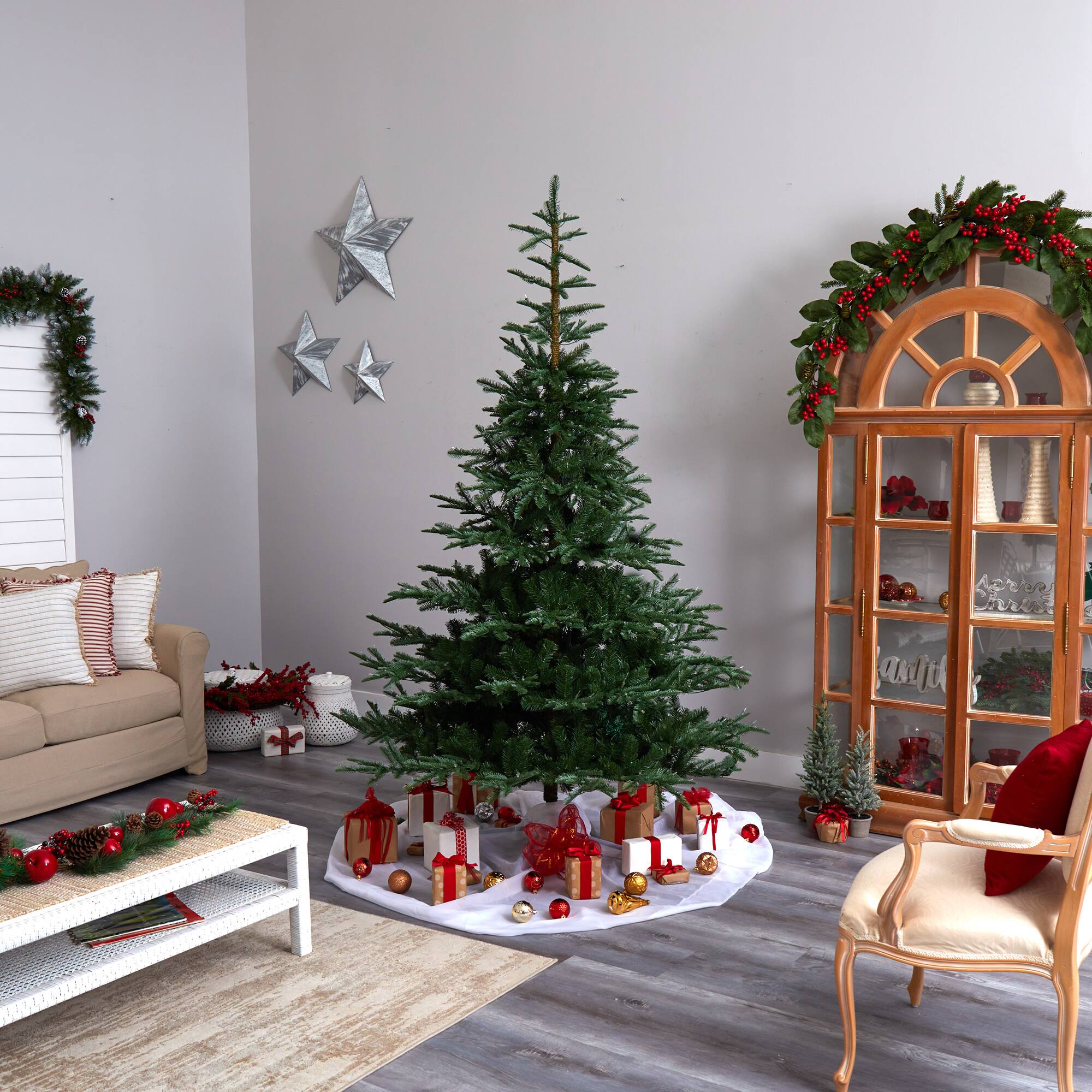 8ft. Pre-Lit Layered Washington Spruce Artificial Christmas Tree, Clear Lights