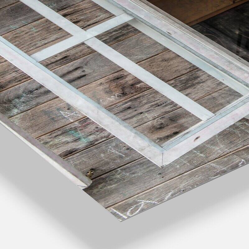 Designart Wooden Walls & Windows Farmhouse Wall Clock