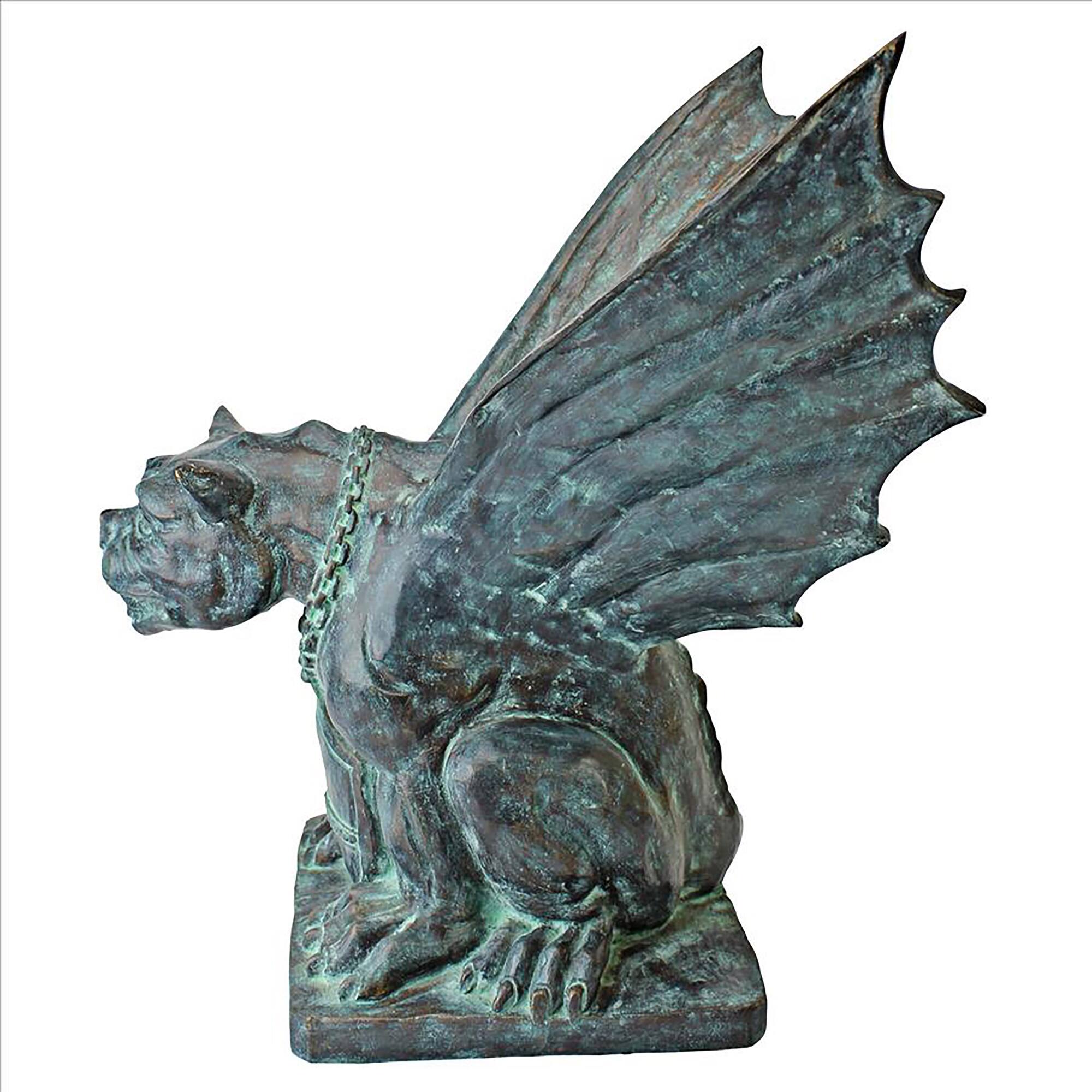 Design Toscano 22&#x22; Winged Gargoyle of Naples Bronze Garden Statue