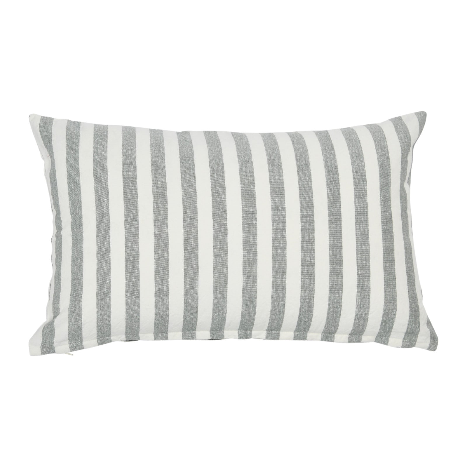 Hello Honey® 20'' Striped Gray Cotton Lumbar Pillow Cover