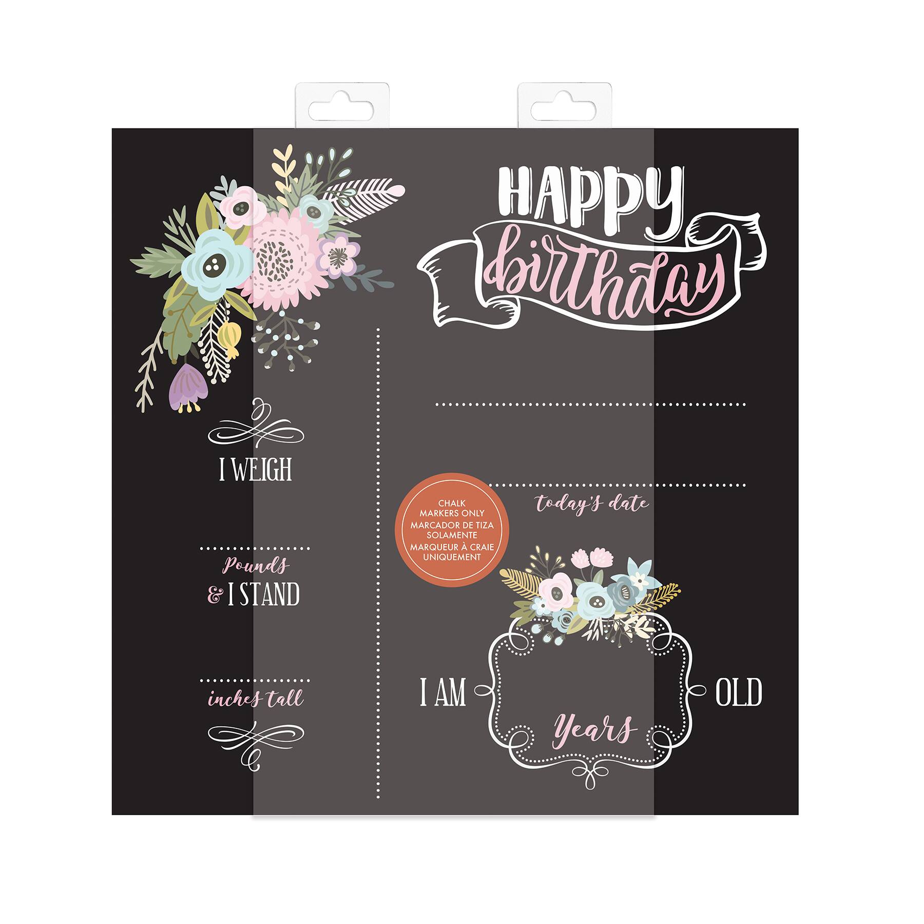RoomMates 12&#x22; Double-Sided Floral Birthday Chalkboard