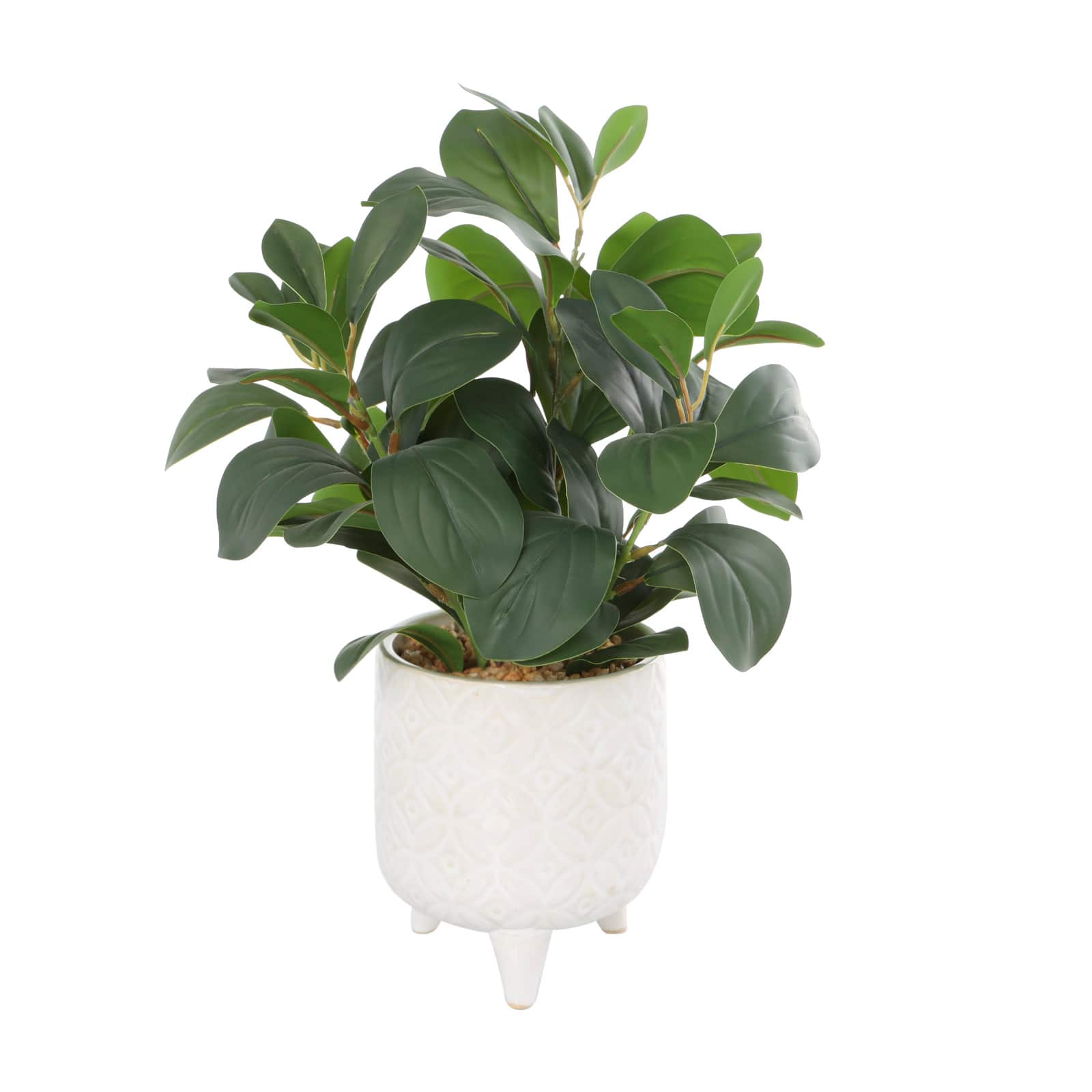 14&#x22; Faux Foliage Artificial Plant in White Pot