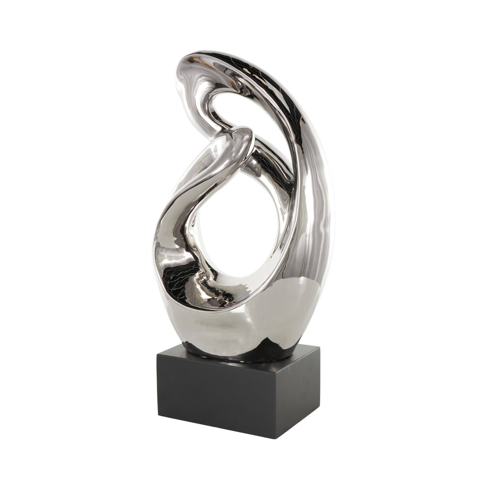26.5" Silver Abstract Modern Ceramic Sculpture