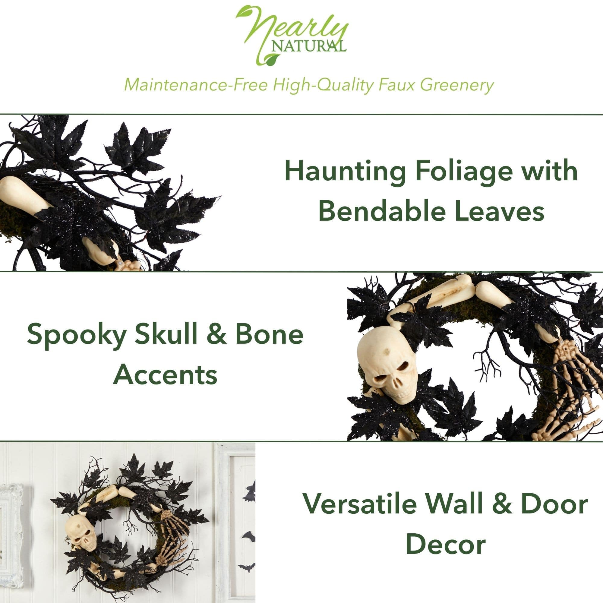 24" Halloween Skull & Bones Wreath