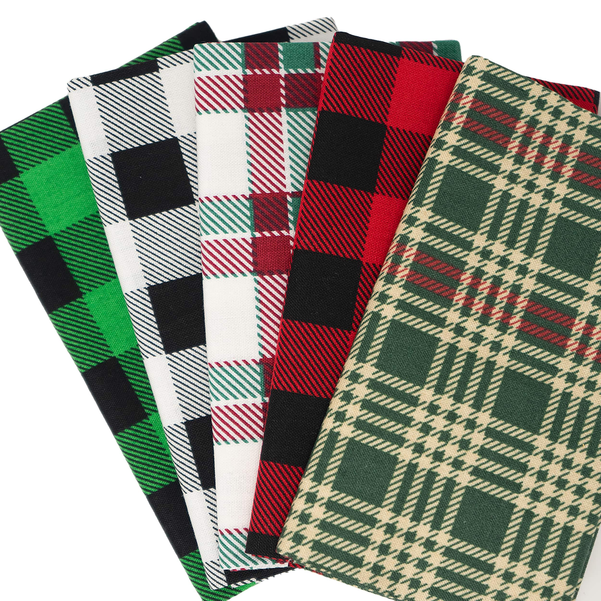 SINGER Christmas Holiday Plaid Cotton Fabric Fat Quarter Bundle