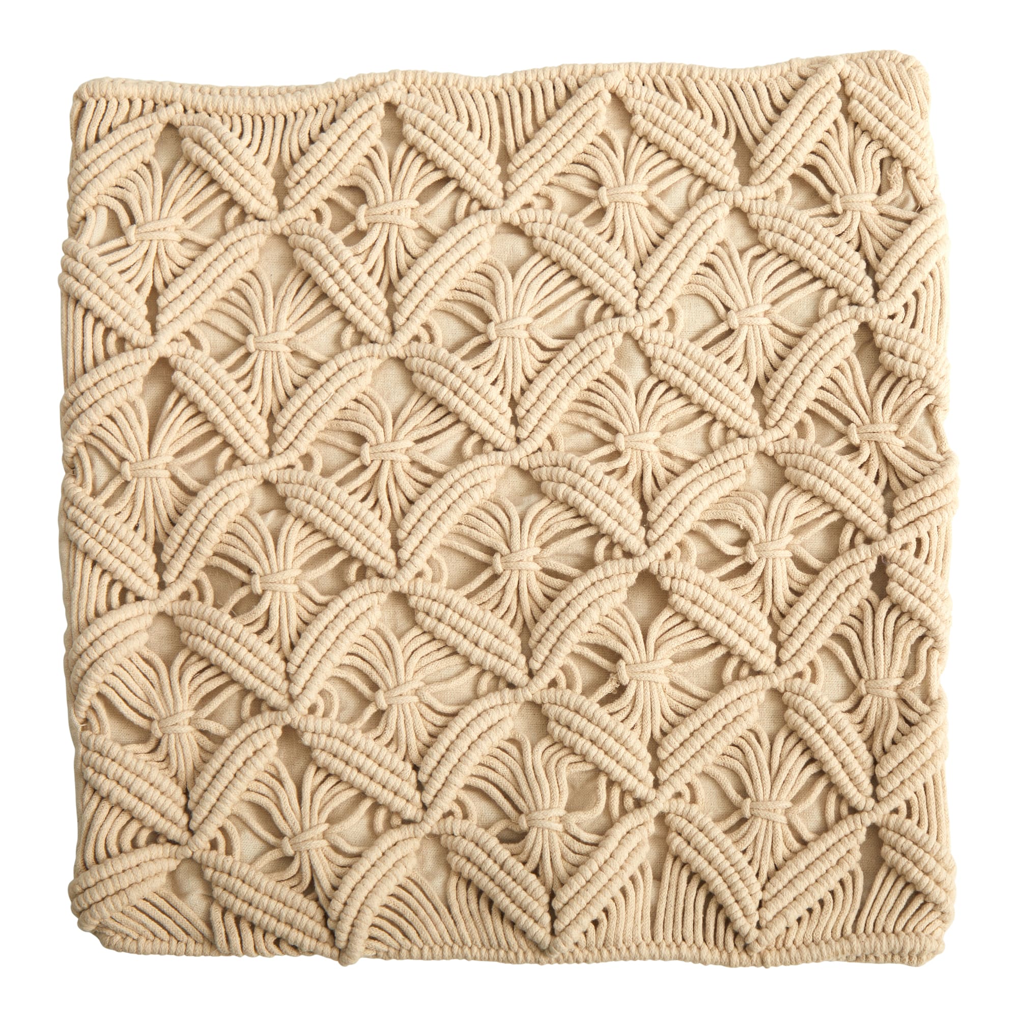 18&#x22; Bohemian Diamond Woven Macram&#xE9; Pillow Cover