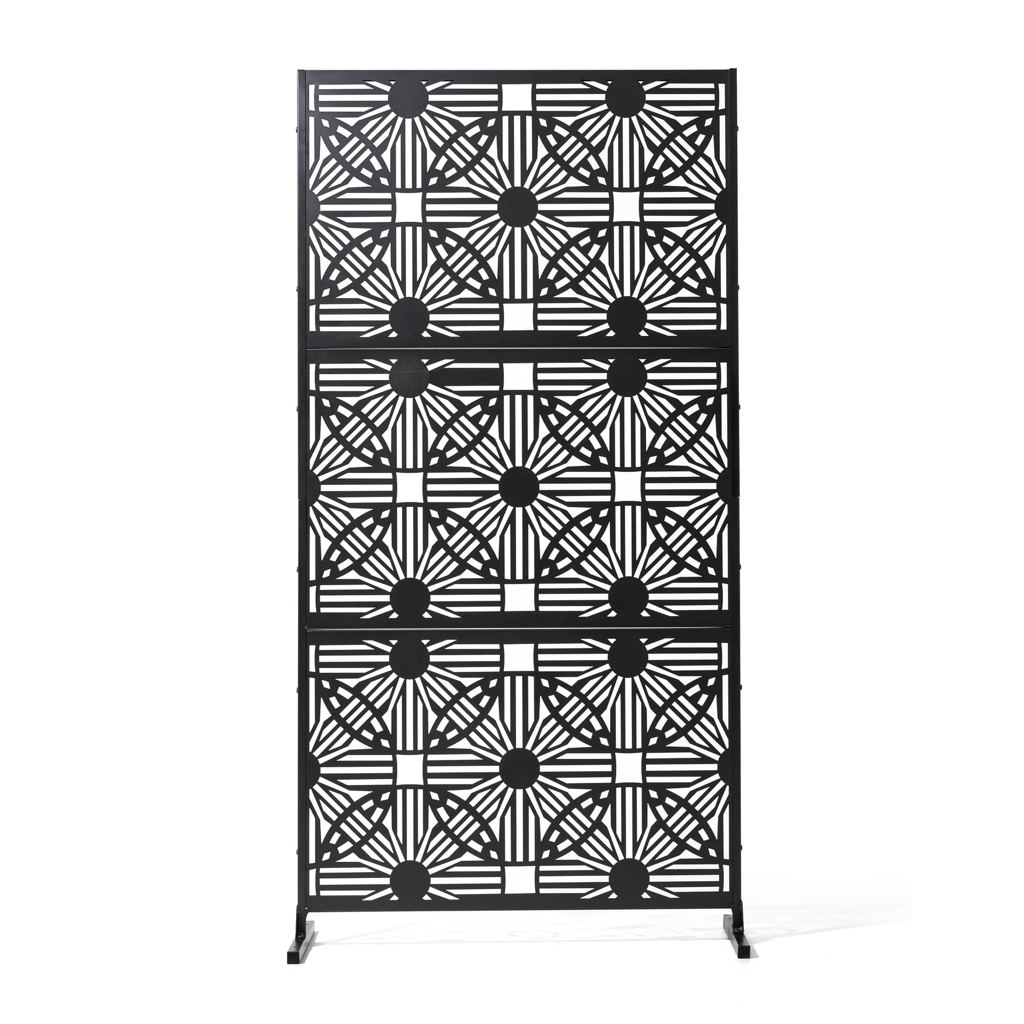Glitzhome® 6ft. Black Galvanized Steel Floral Room Divider