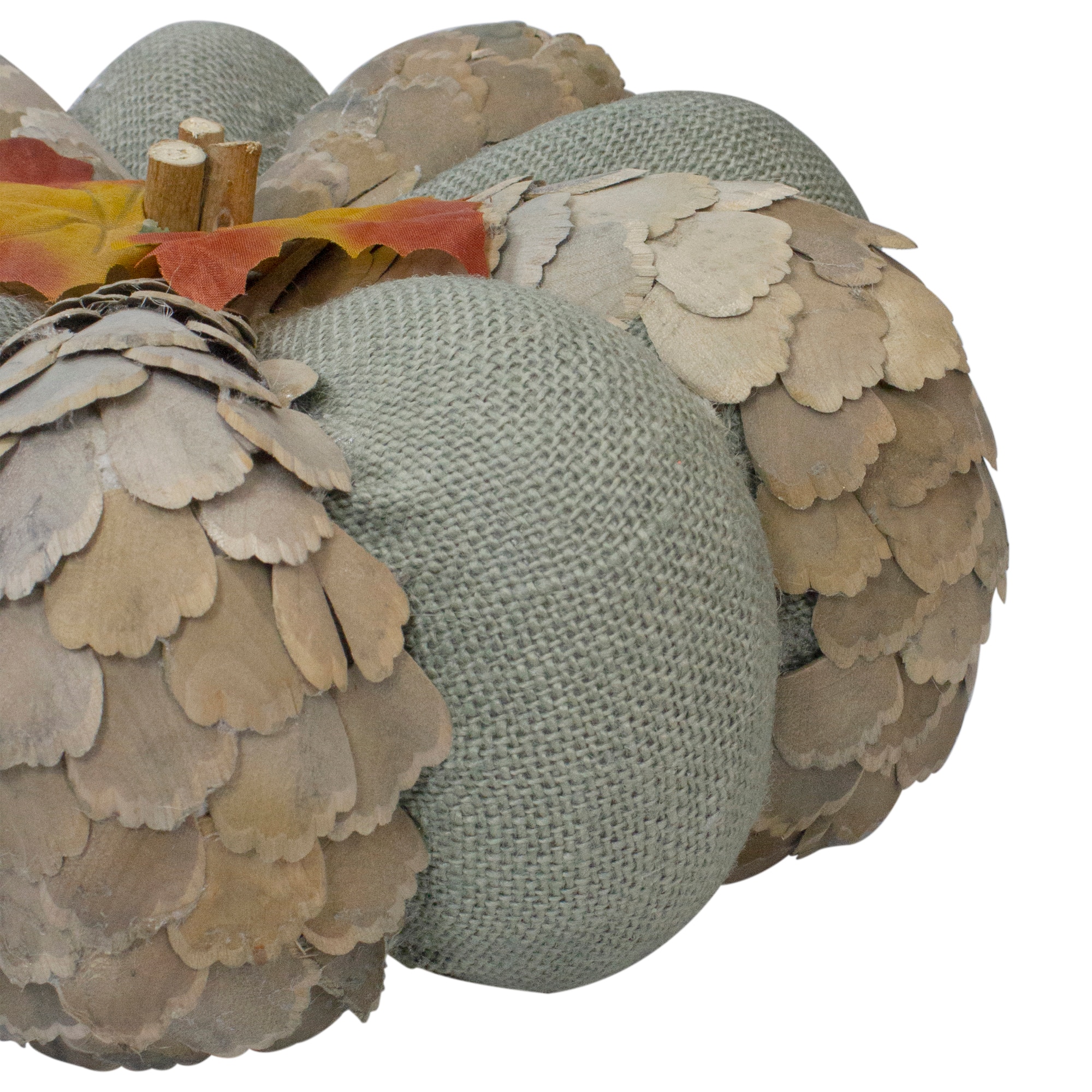 10" Green & Brown Autumn Harvest Tabletop Pumpkin