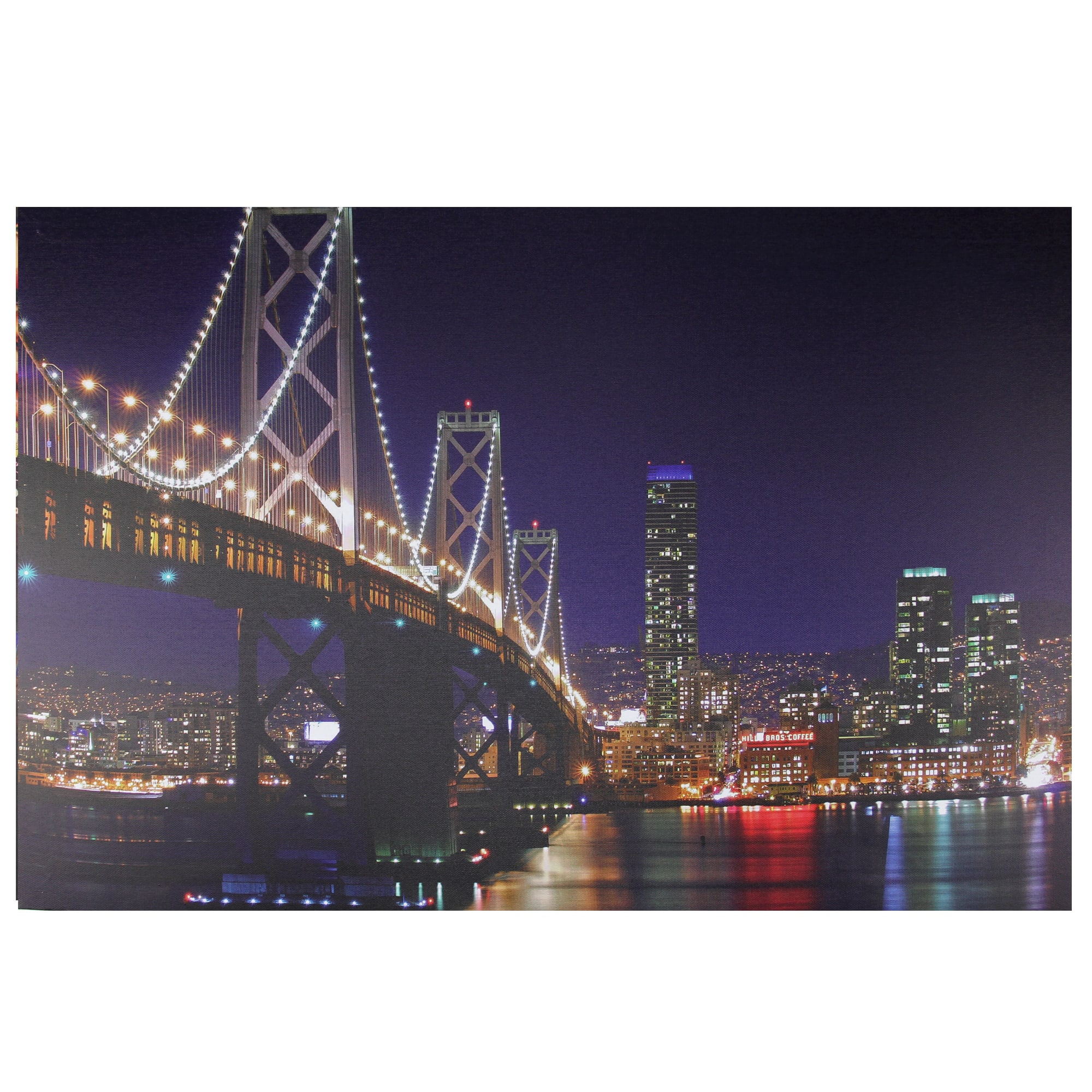 LED San Francisco Oakland Bay Bridge Canvas Wall Art